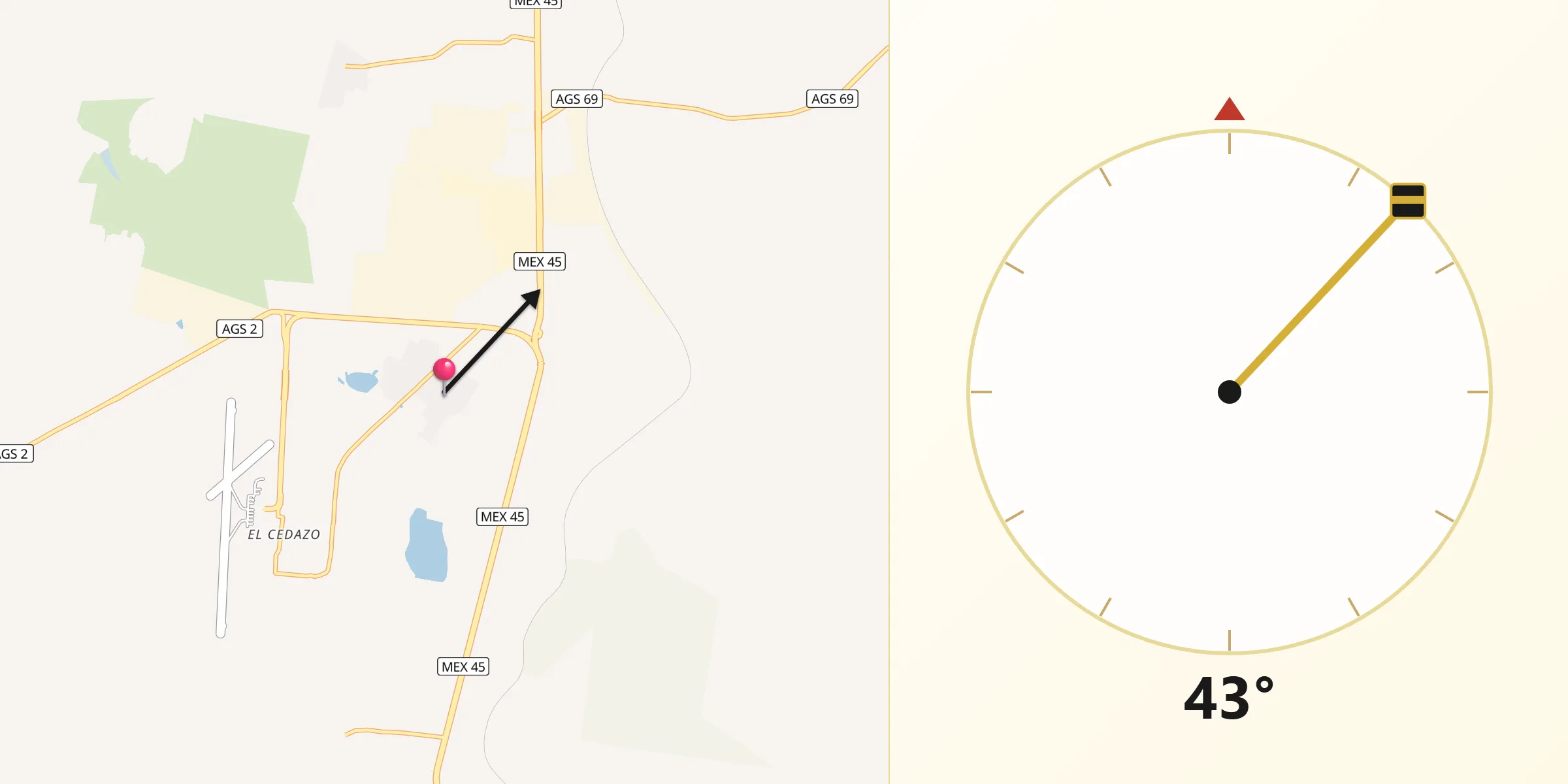 Dirección de la Qibla desde El Refugio de Peñuelas