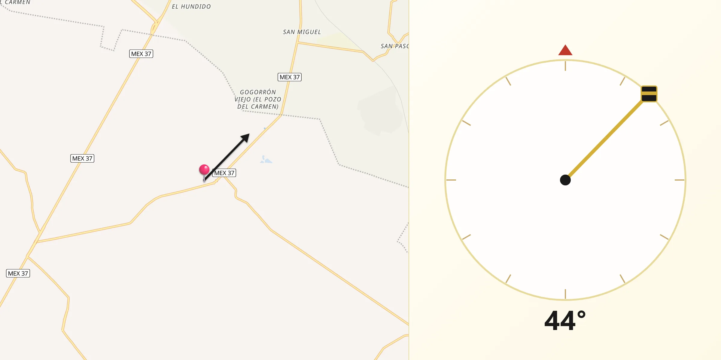 Dirección de la Qibla desde Guadalupe