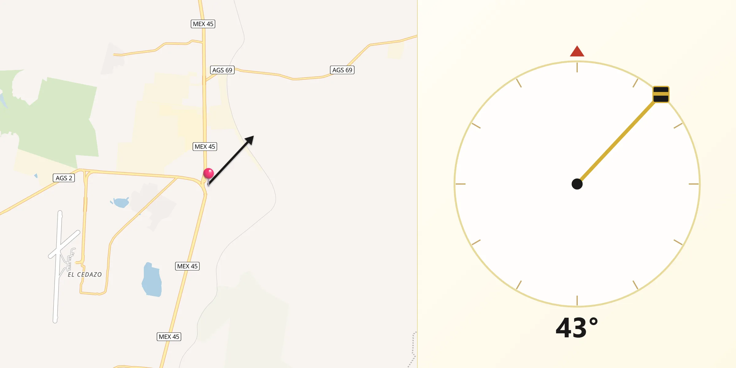 Dirección de la Qibla desde Peñuelas (El Cienegal)