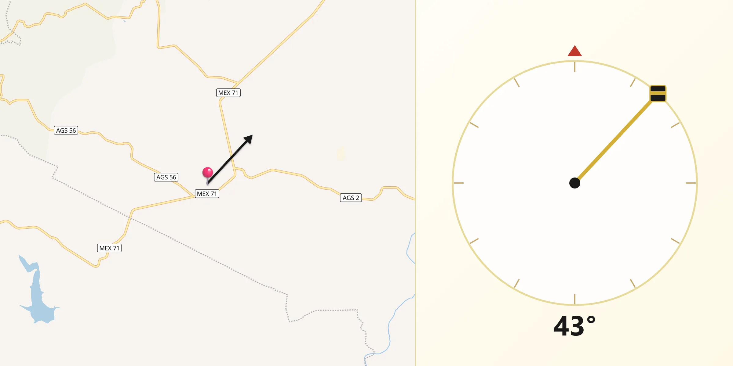Dirección de la Qibla desde Centro de Arriba