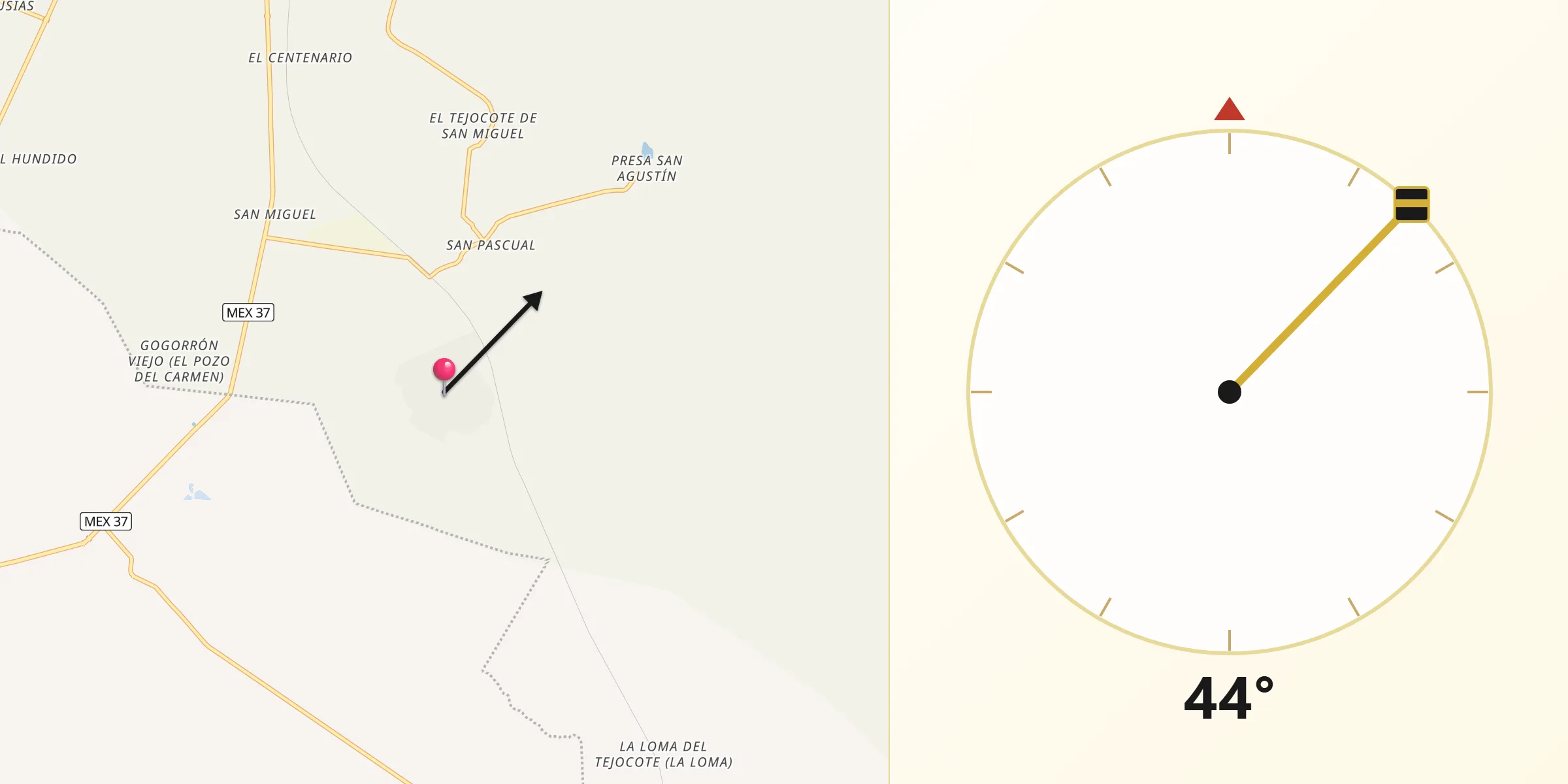 Dirección de la Qibla desde El Rosario
