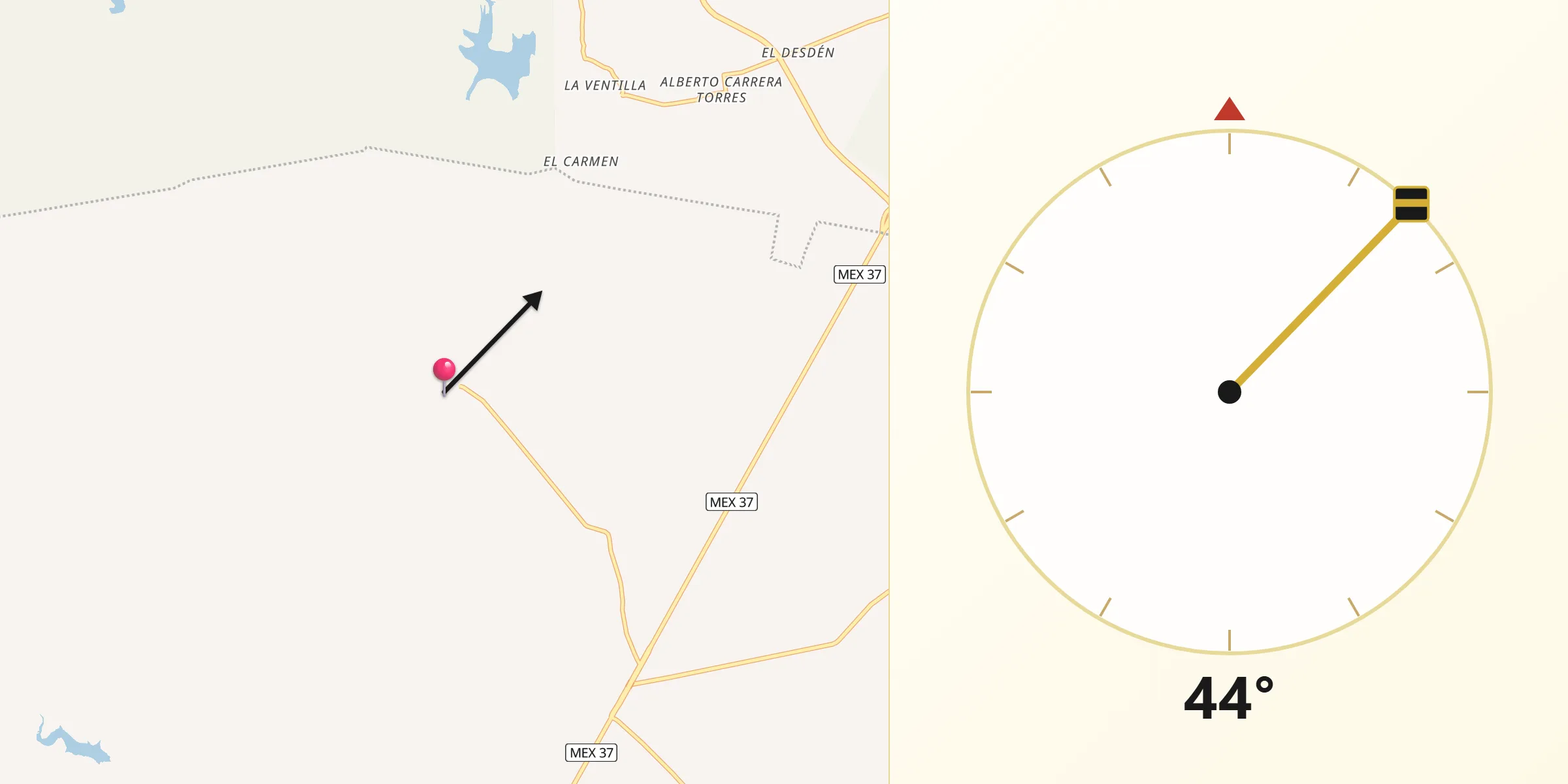 Dirección de la Qibla desde El Zapote