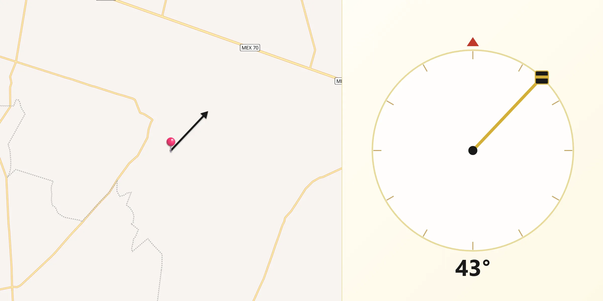 Dirección de la Qibla desde Cuautitlán
