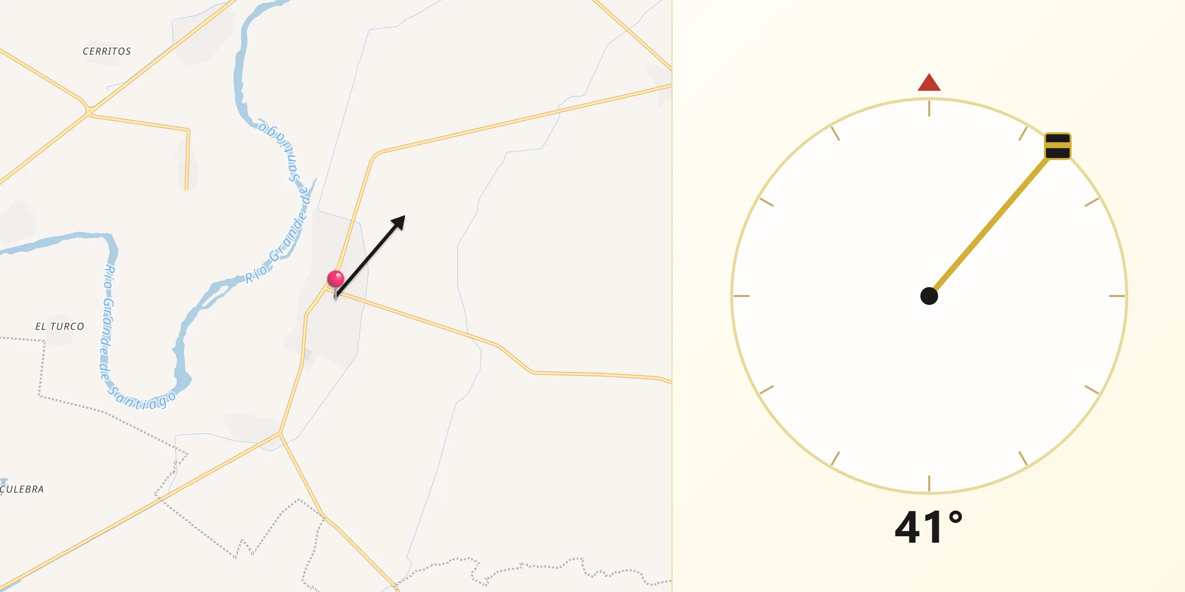 Dirección de la Qibla desde Villa Hidalgo