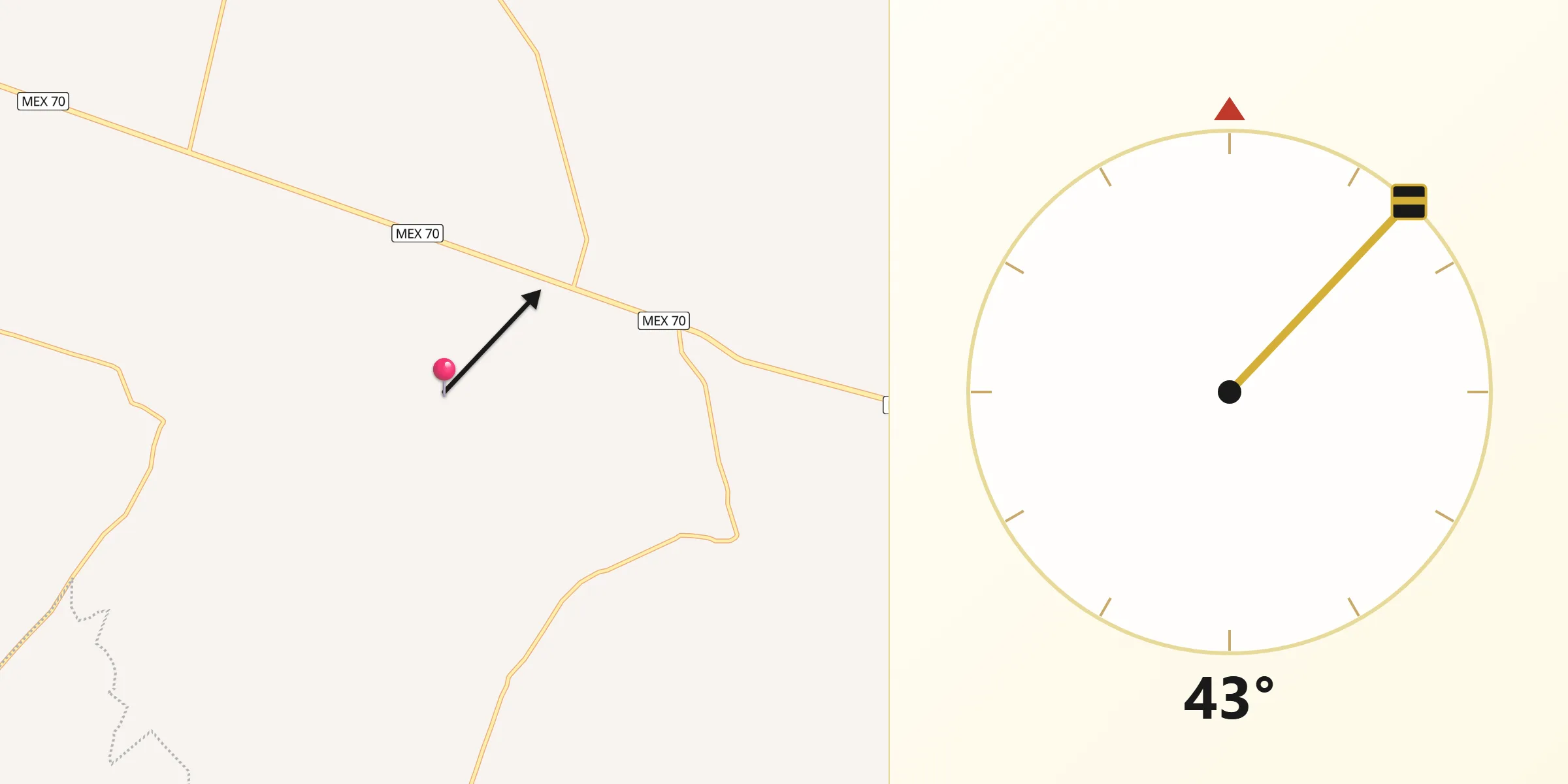 Dirección de la Qibla desde Chayotillo