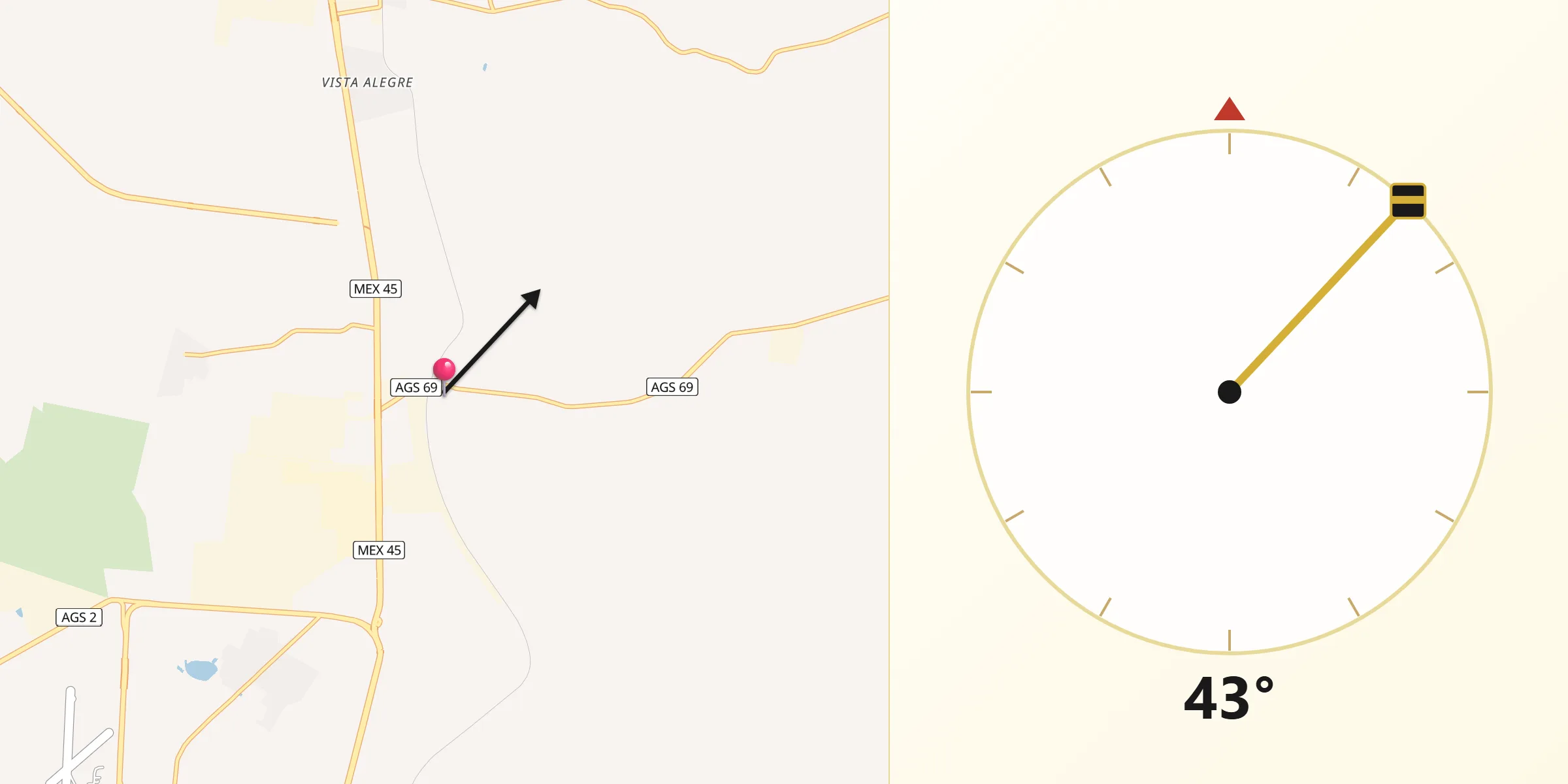 Dirección de la Qibla desde Cotorina