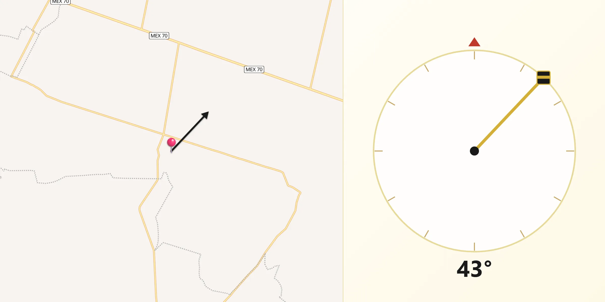 Dirección de la Qibla desde Betulia