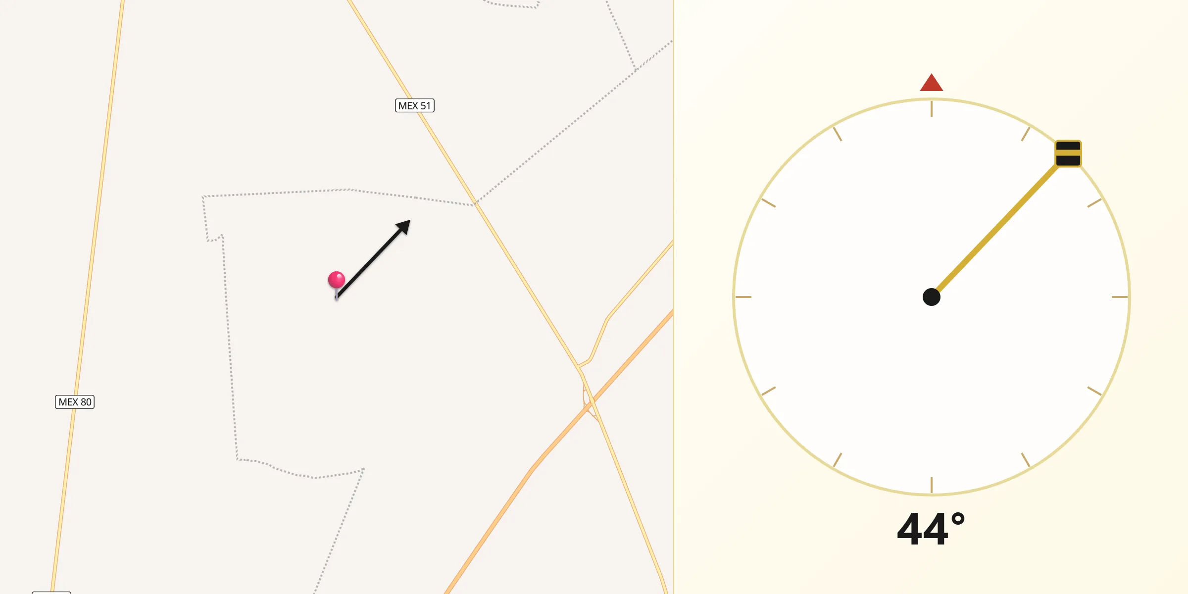 Dirección de la Qibla desde Gachupines