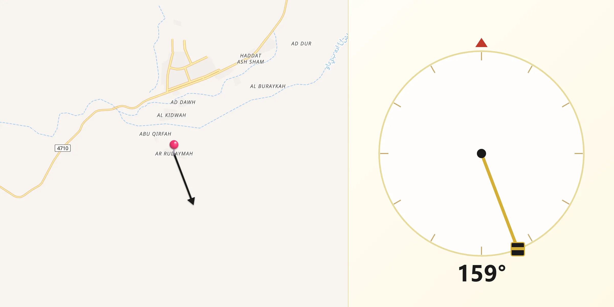اتجاه القبلة من الرديمة