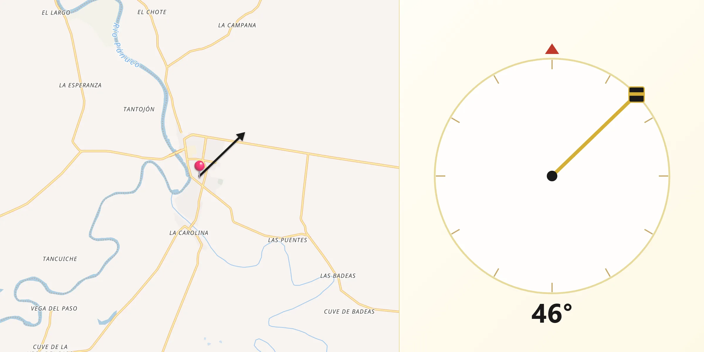 Dirección de la Qibla desde El Higo