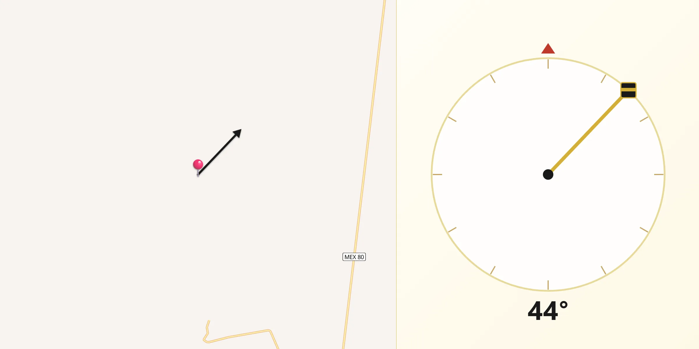 Dirección de la Qibla desde Vaquerias