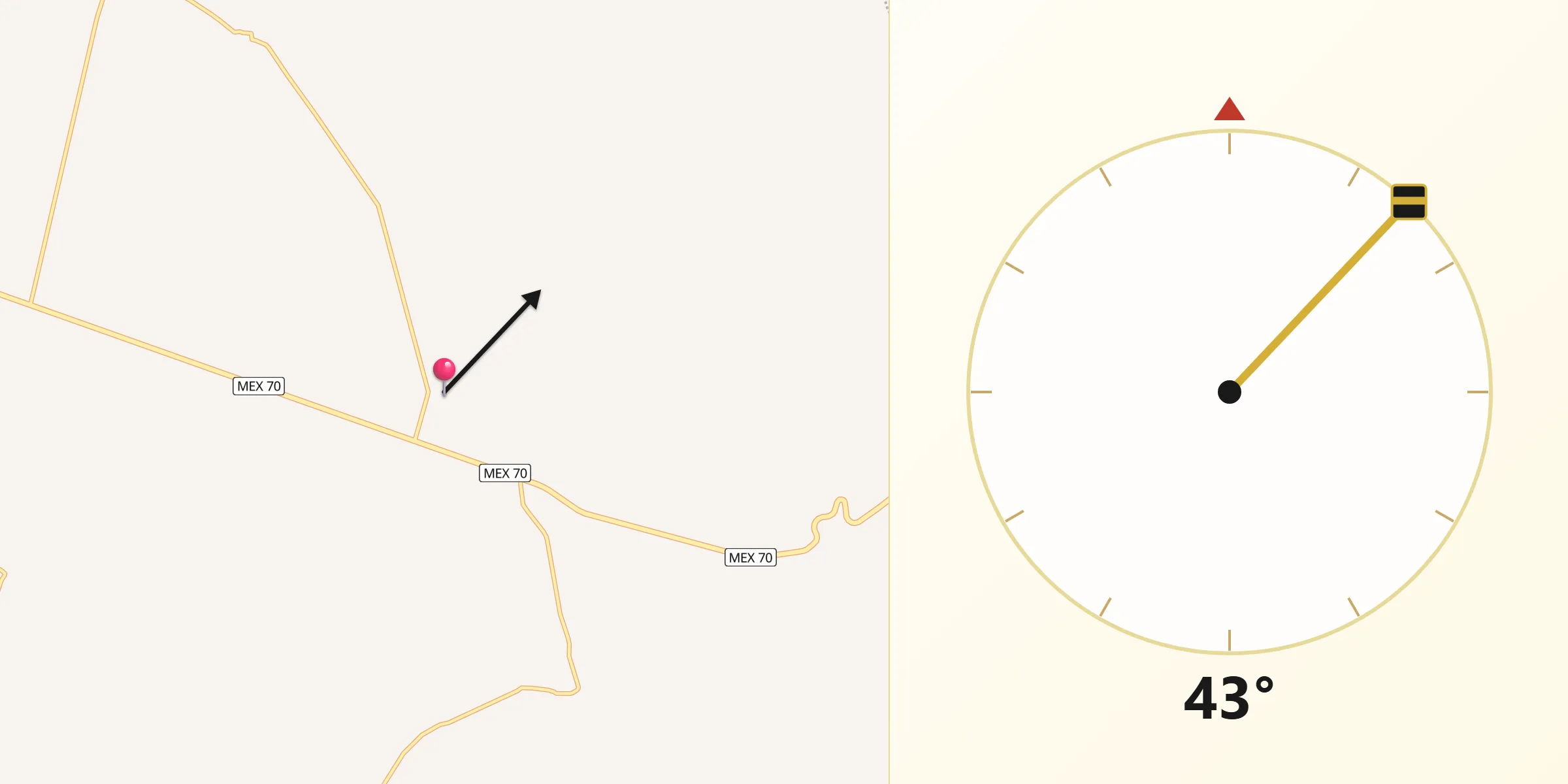 Dirección de la Qibla desde La Palmita