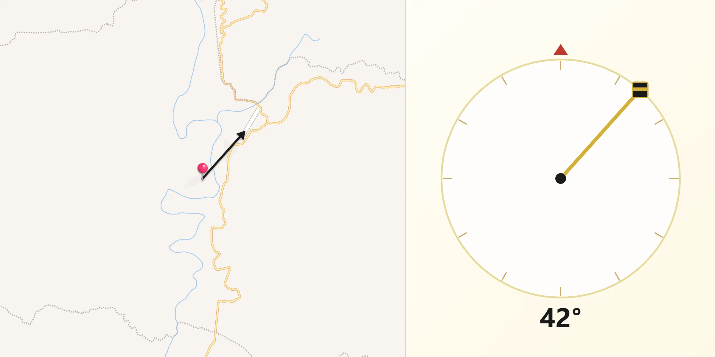 Dirección de la Qibla desde Agua Caliente