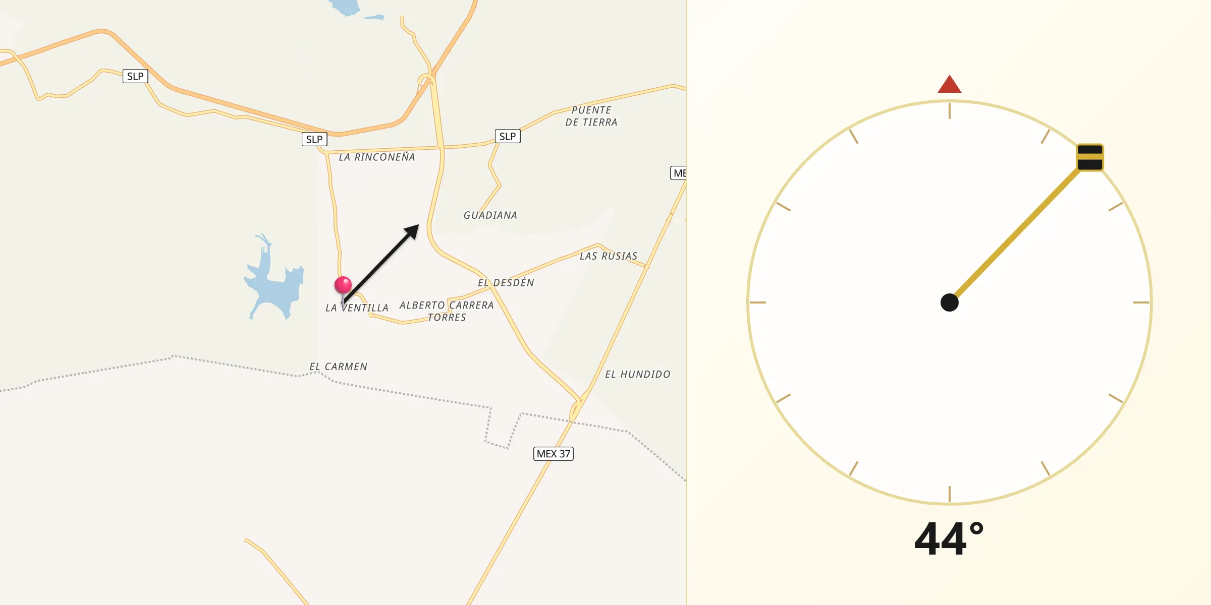 Dirección de la Qibla desde La Ventilla