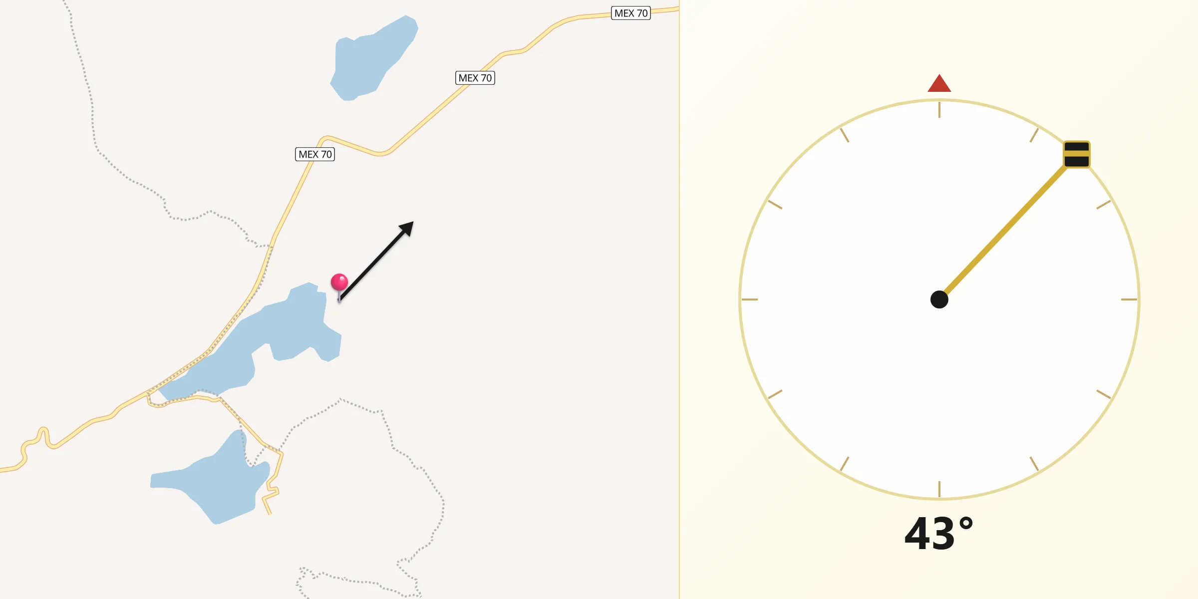 Dirección de la Qibla desde La Presa