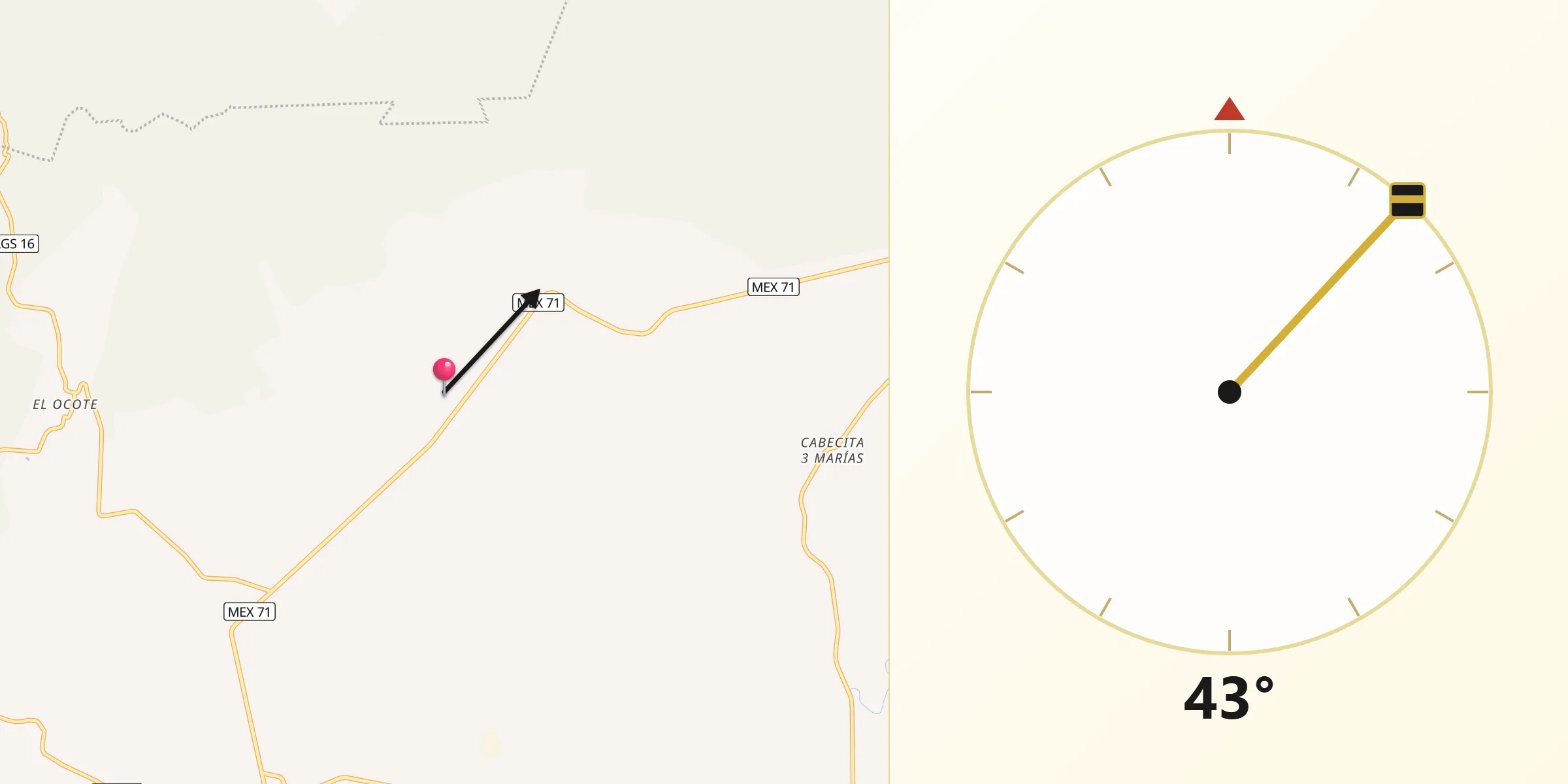 Dirección de la Qibla desde Los Caños