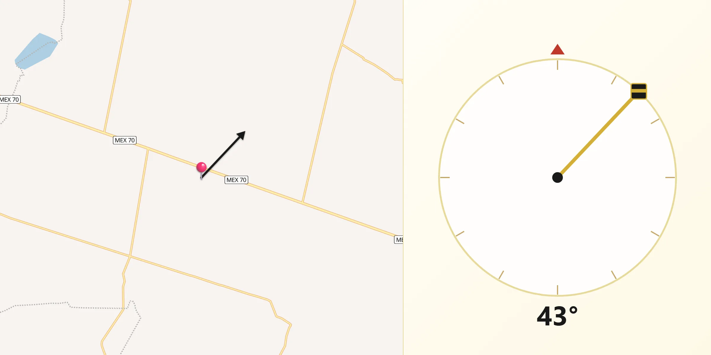 Dirección de la Qibla desde El Torreón