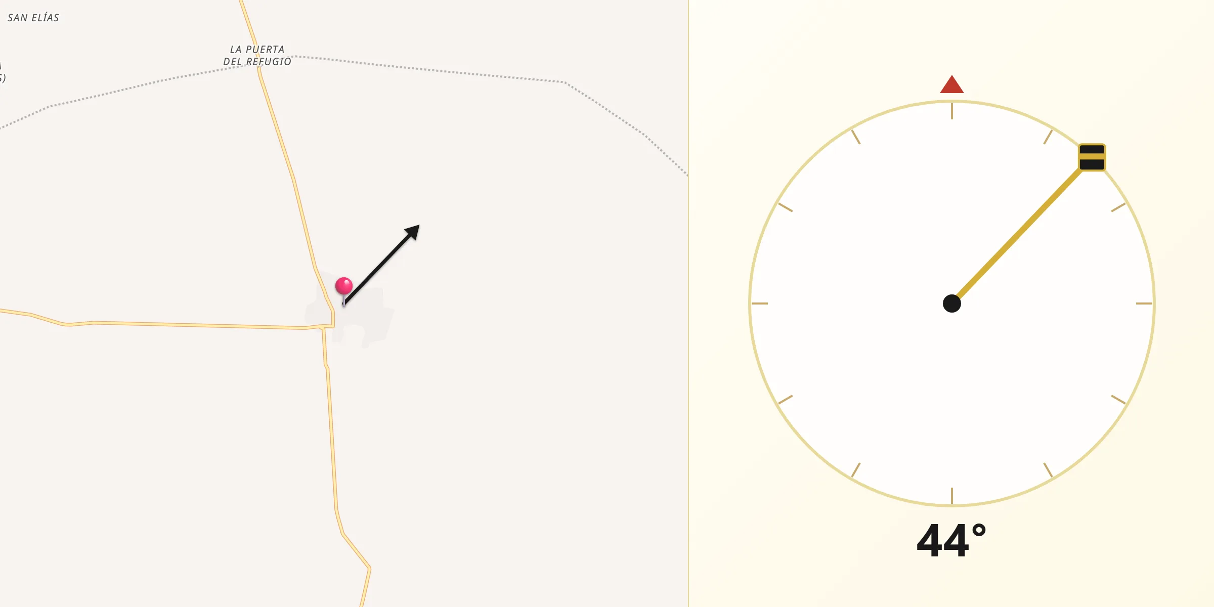 Dirección de la Qibla desde Laguna de Guadalupe