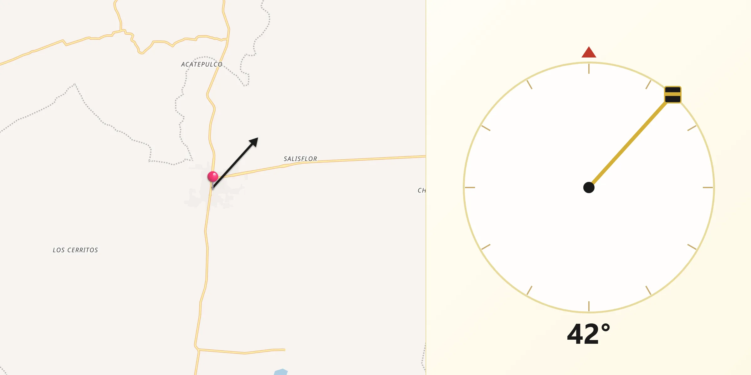 Dirección de la Qibla desde Atolinga