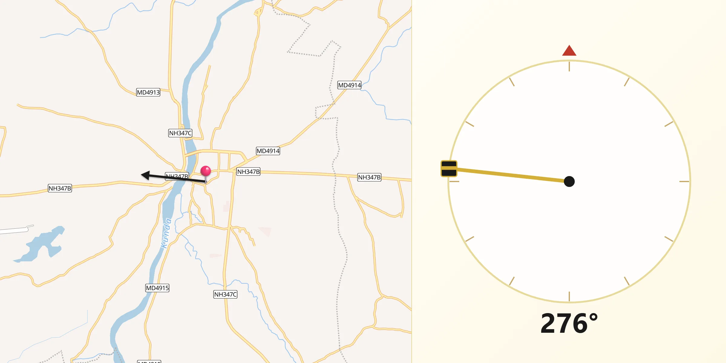 Qibla Direction from Khargone