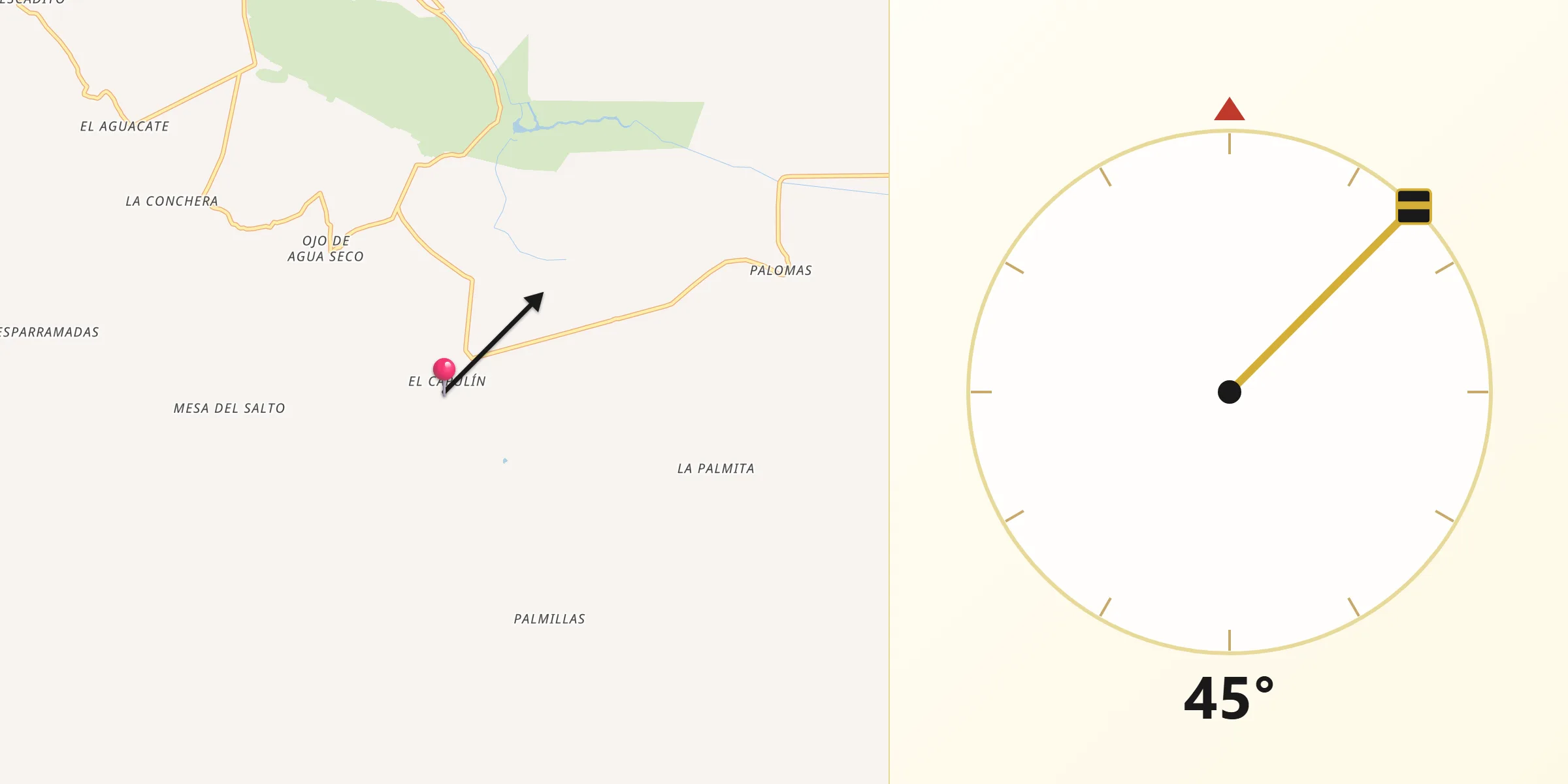 Dirección de la Qibla desde El Capulín