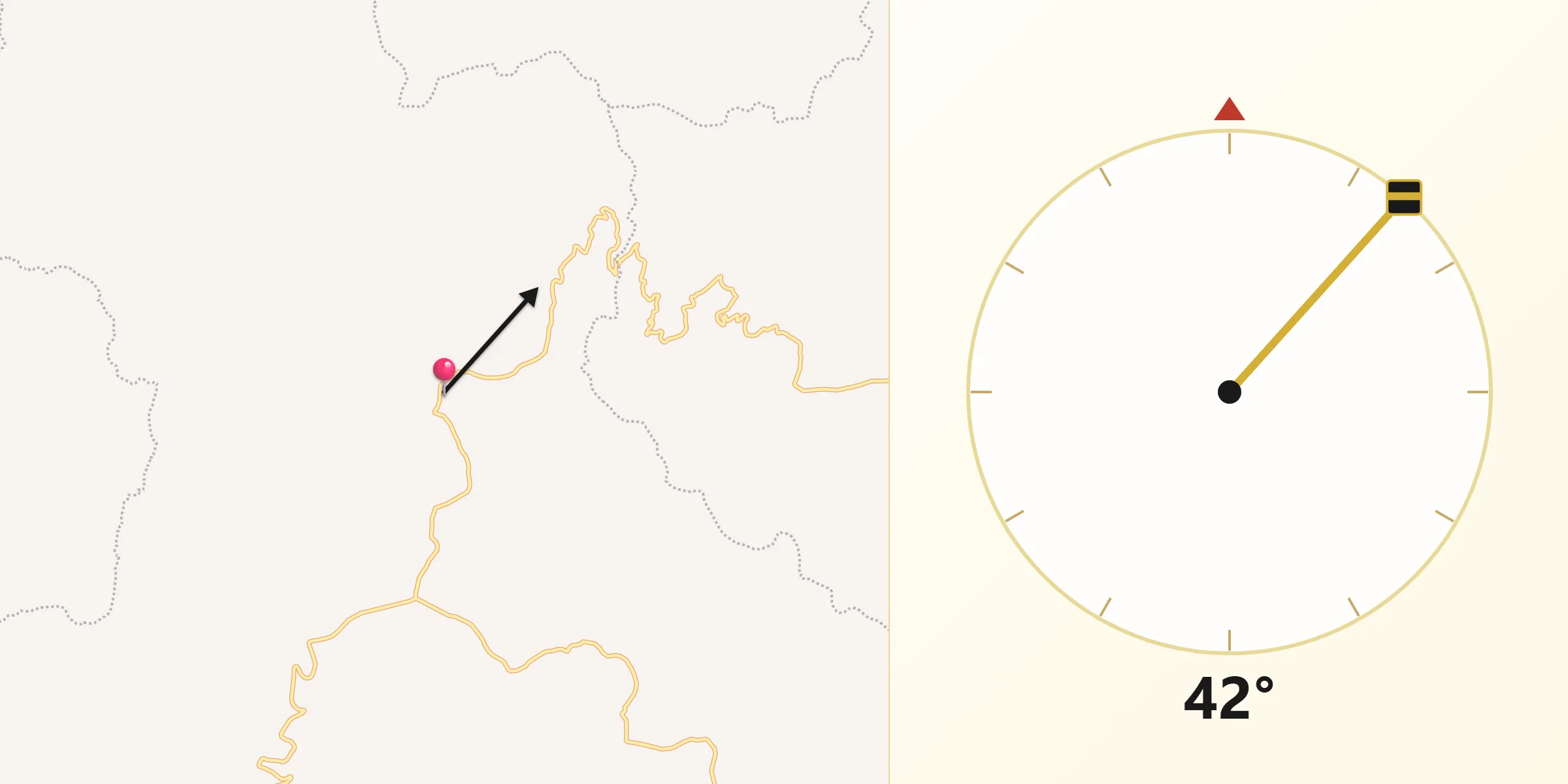 Dirección de la Qibla desde Cocuasco