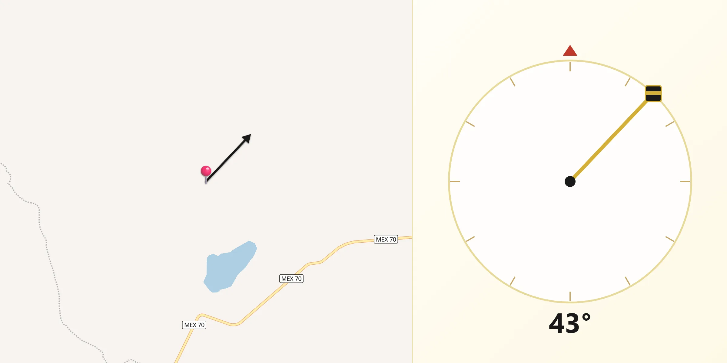 Dirección de la Qibla desde Chinampas