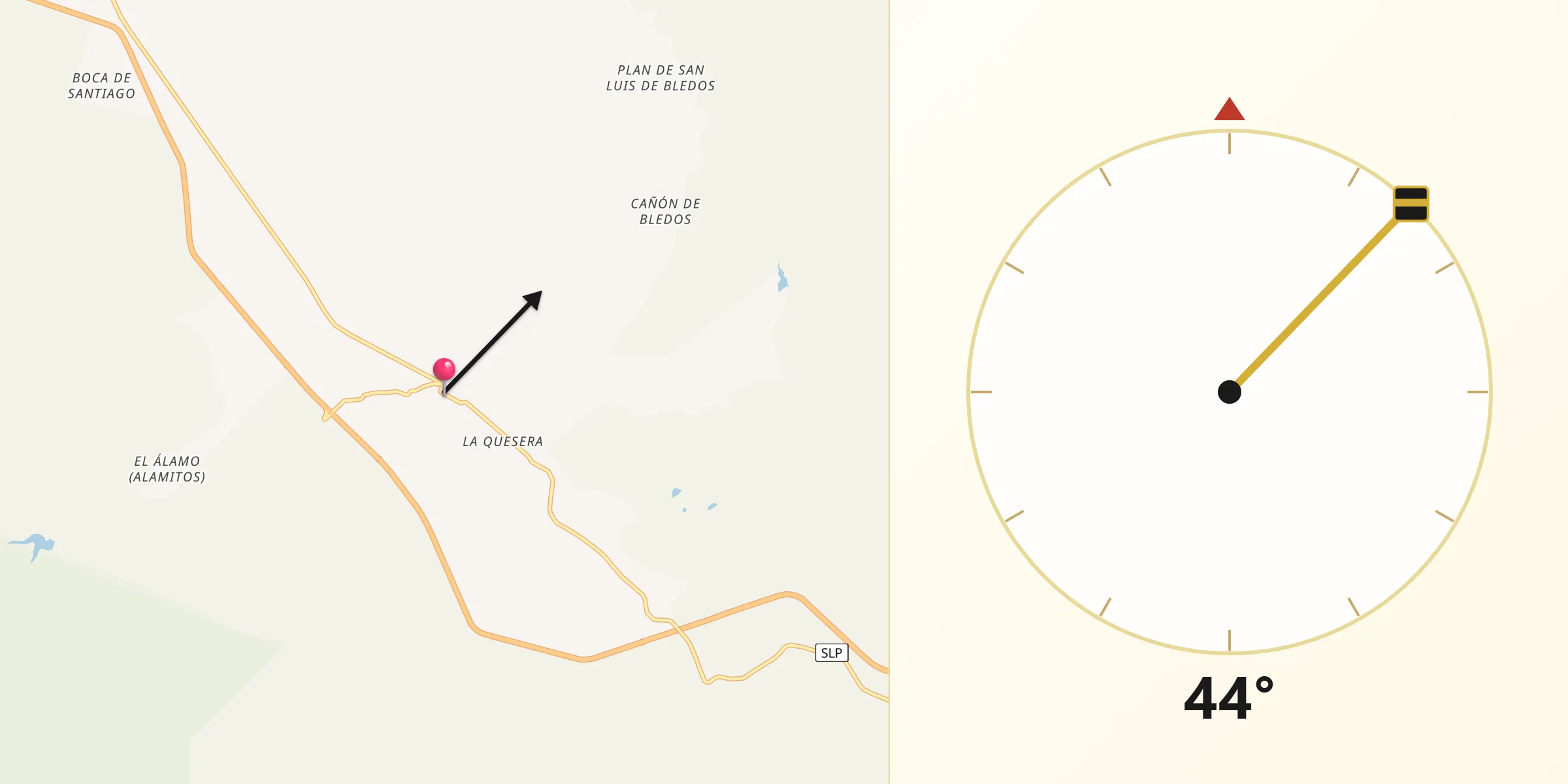 Dirección de la Qibla desde Bledos