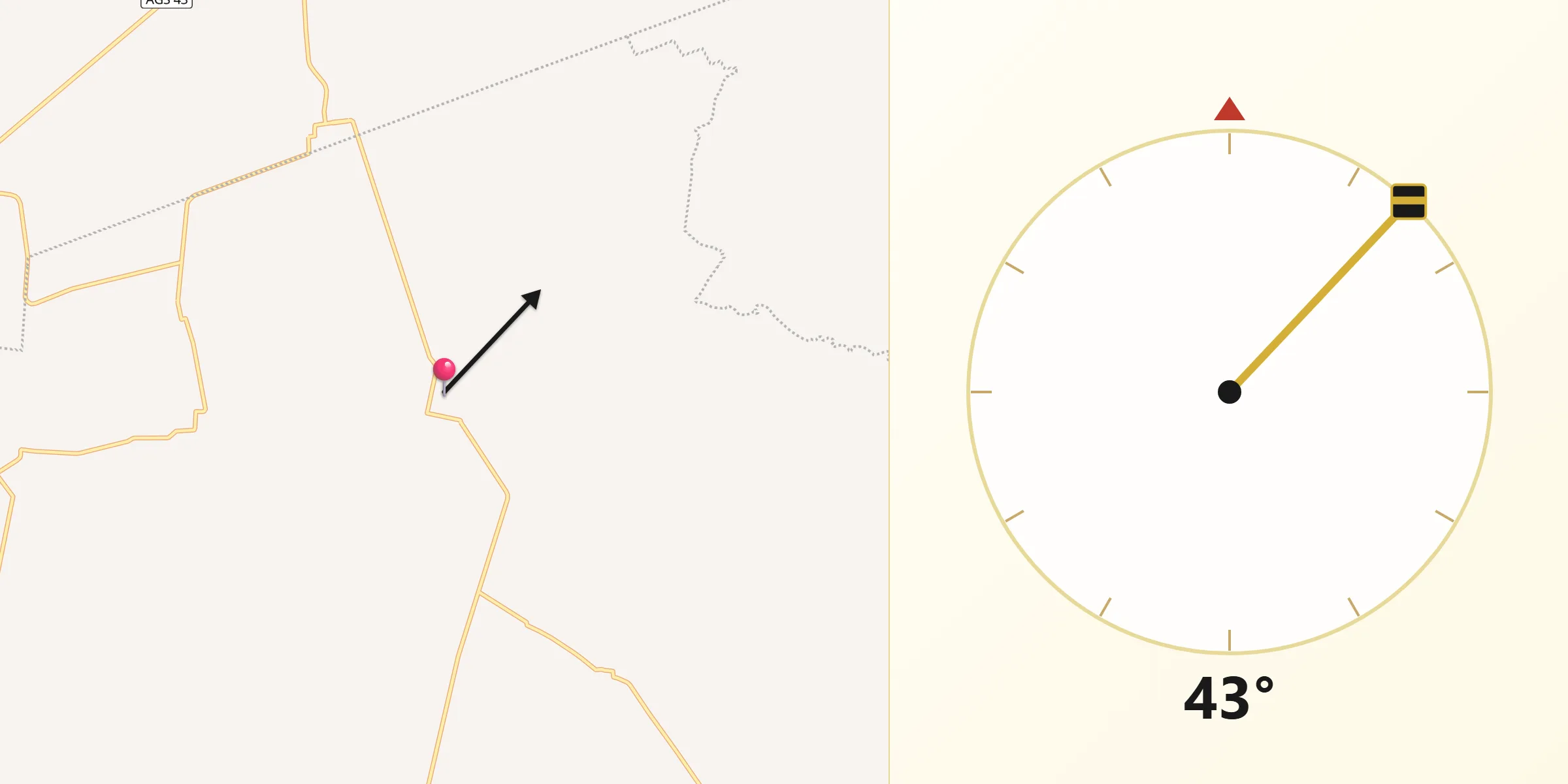Dirección de la Qibla desde Los Azulitos
