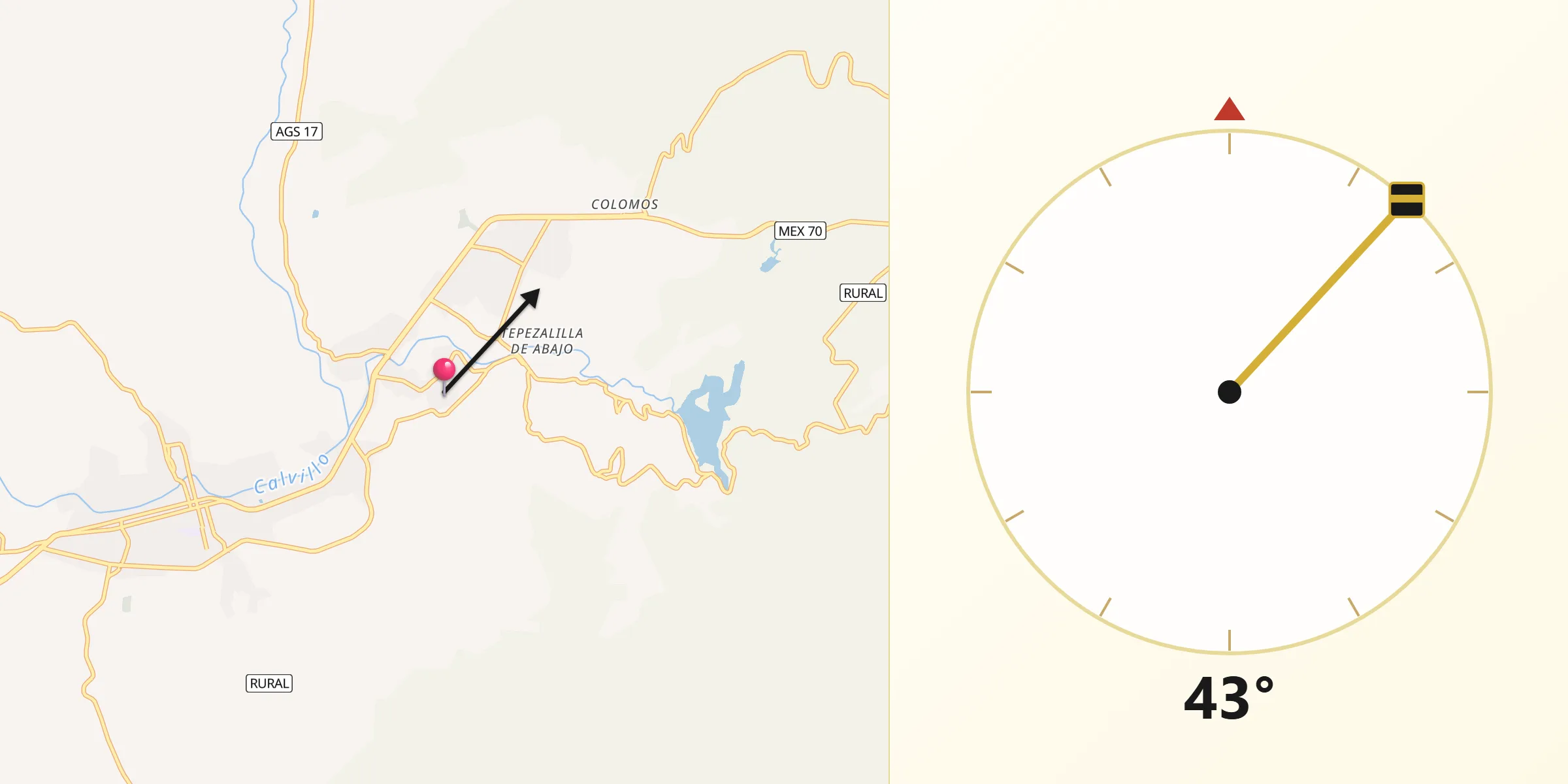 Dirección de la Qibla desde El Cuervero (Cuerveros)
