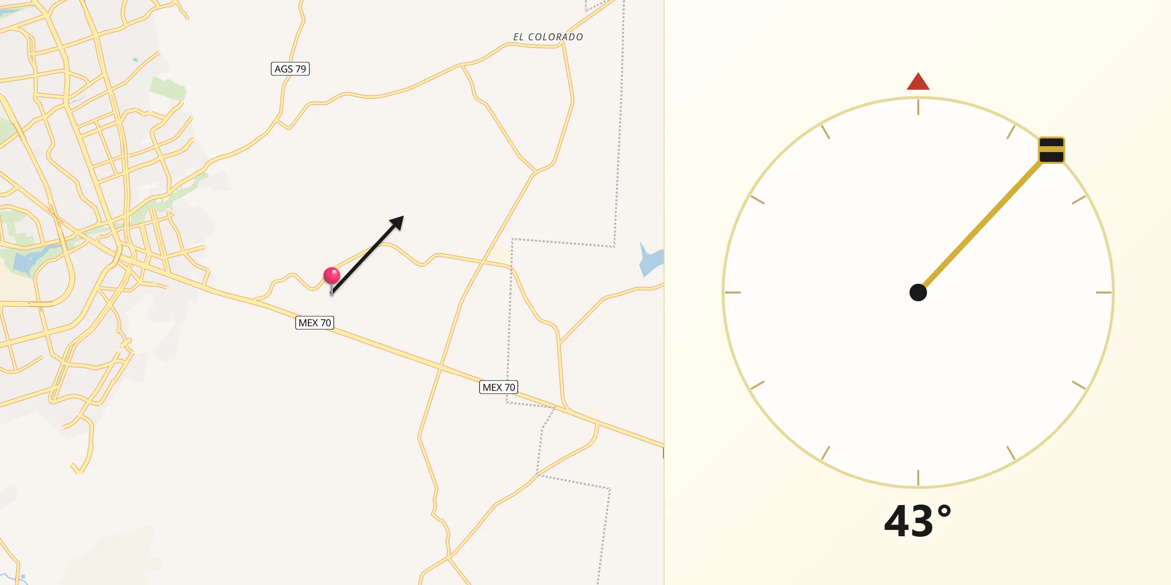 Dirección de la Qibla desde Norias del Paso Hondo