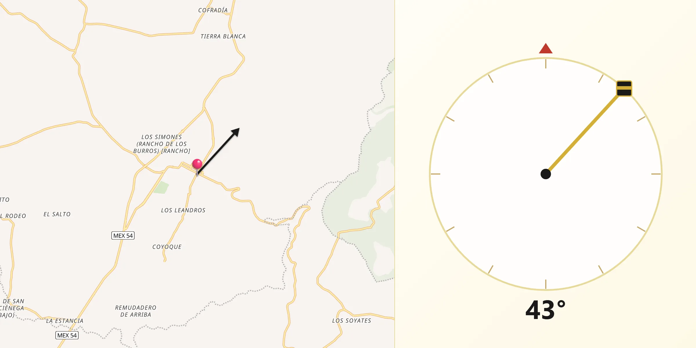 Dirección de la Qibla desde Tabasco