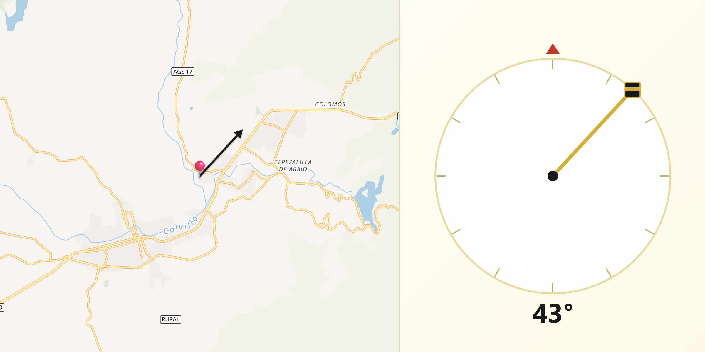 Dirección de la Qibla desde La Panadera