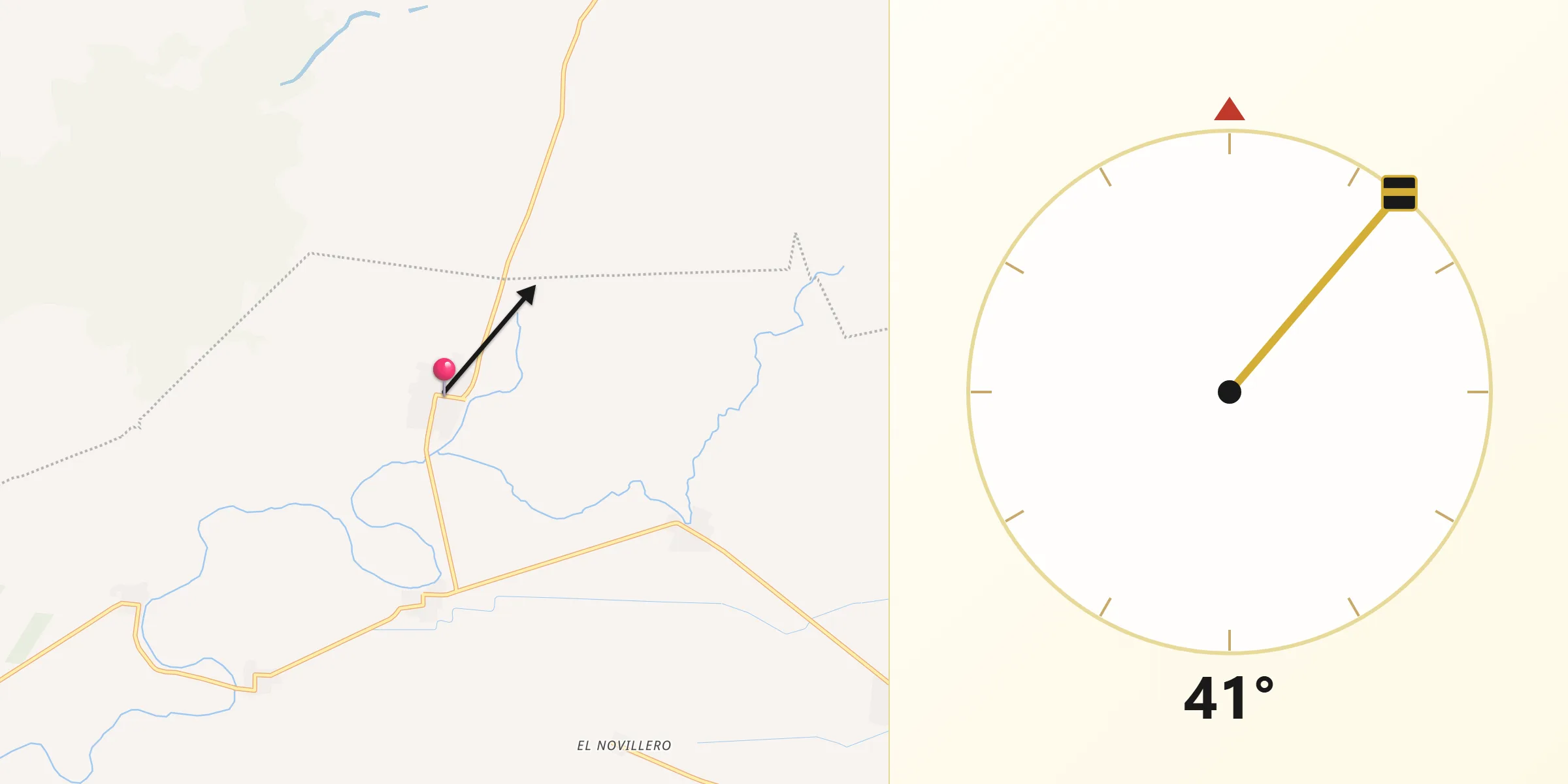 Dirección de la Qibla desde Pozo de Ibarra