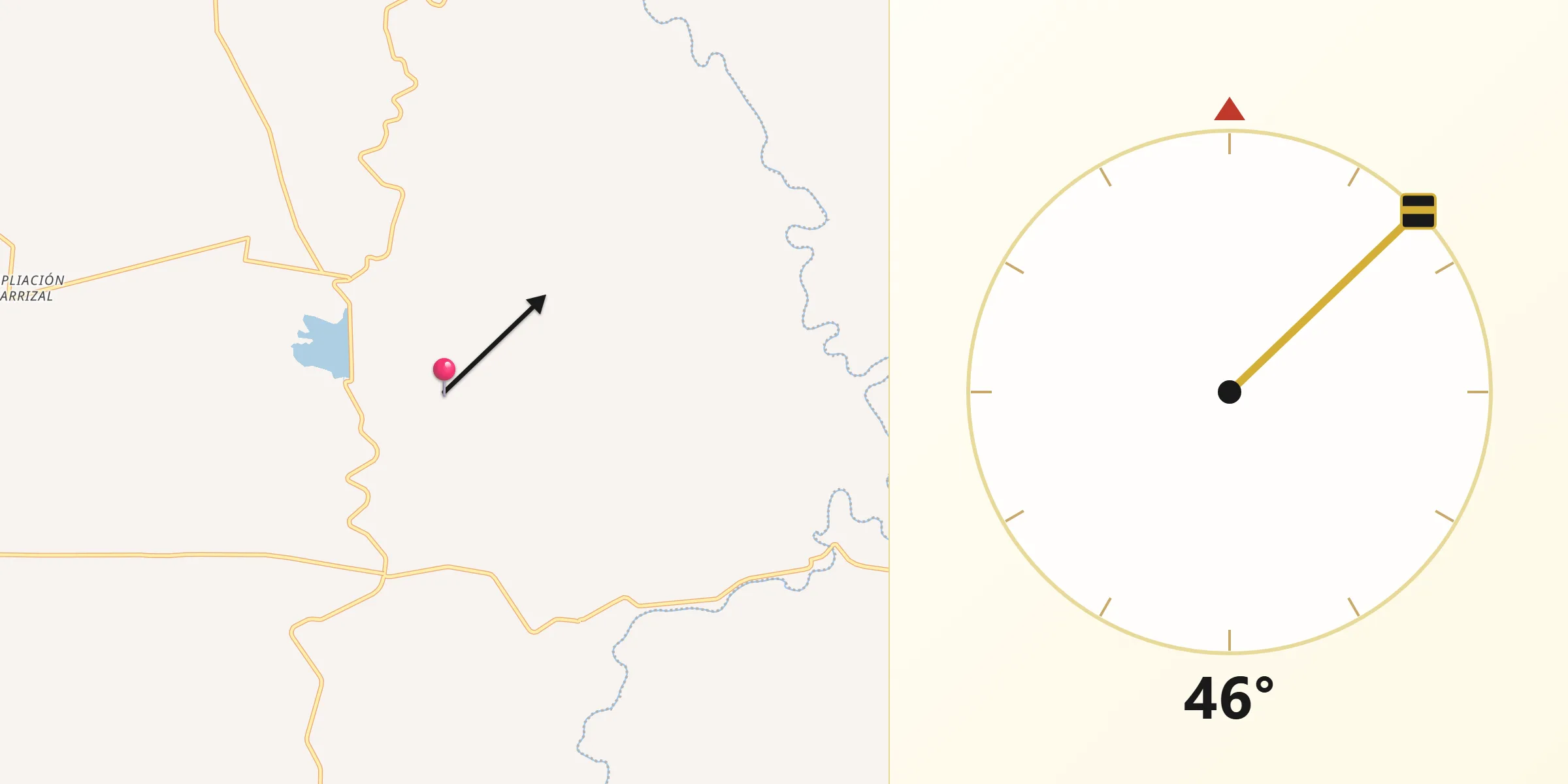 Dirección de la Qibla desde Aquiles Serdán