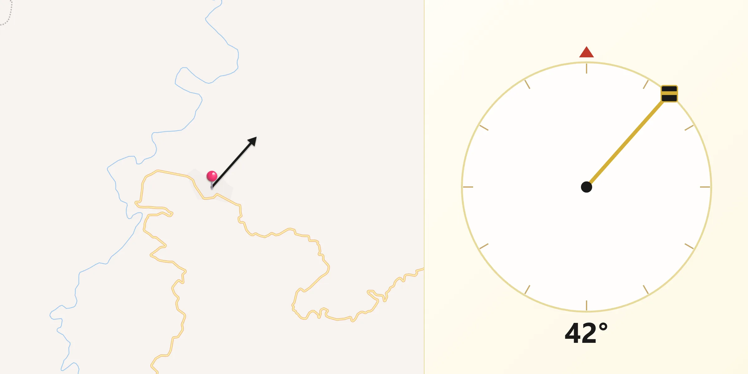 Dirección de la Qibla desde Tuxpan de Bolaños