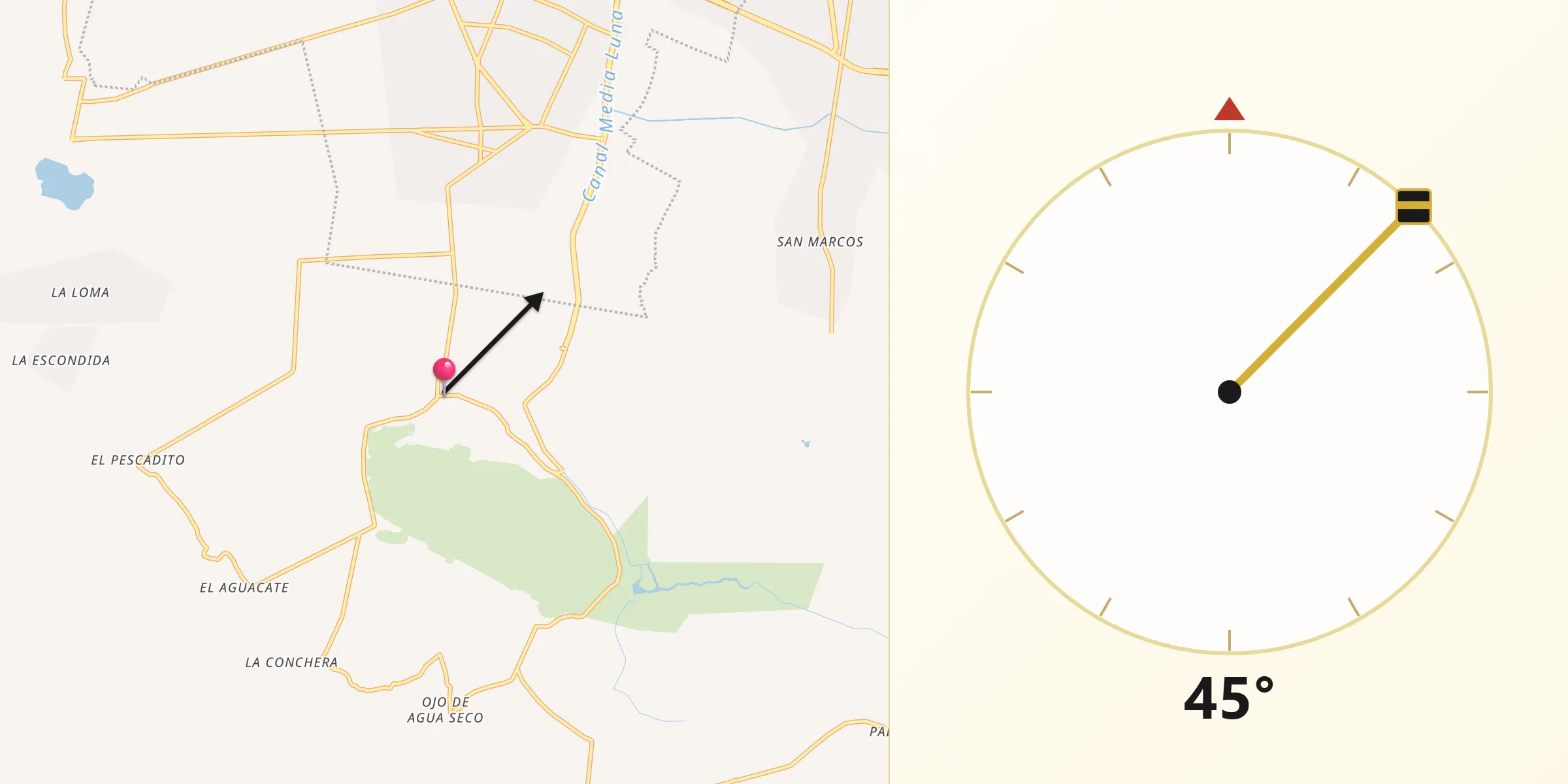 Dirección de la Qibla desde El Jabalí