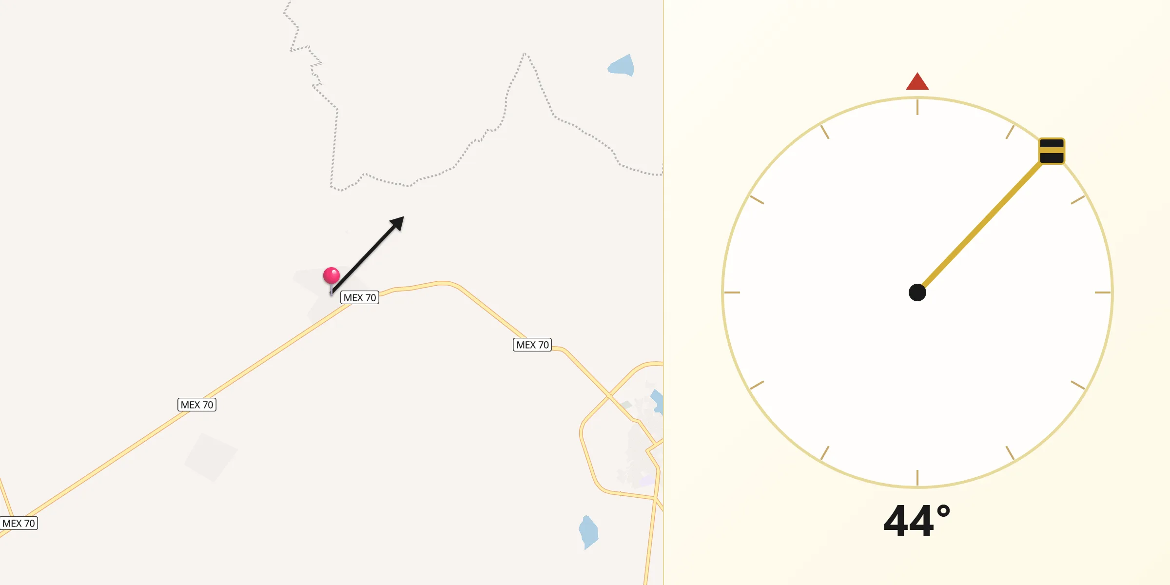 Dirección de la Qibla desde Matancillas (San Isidro Matancillas)