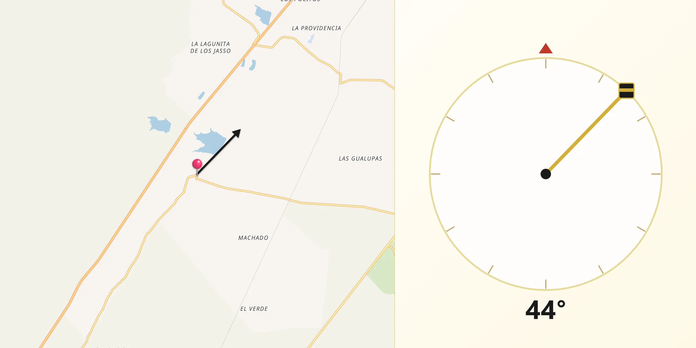 Dirección de la Qibla desde Rodrigo