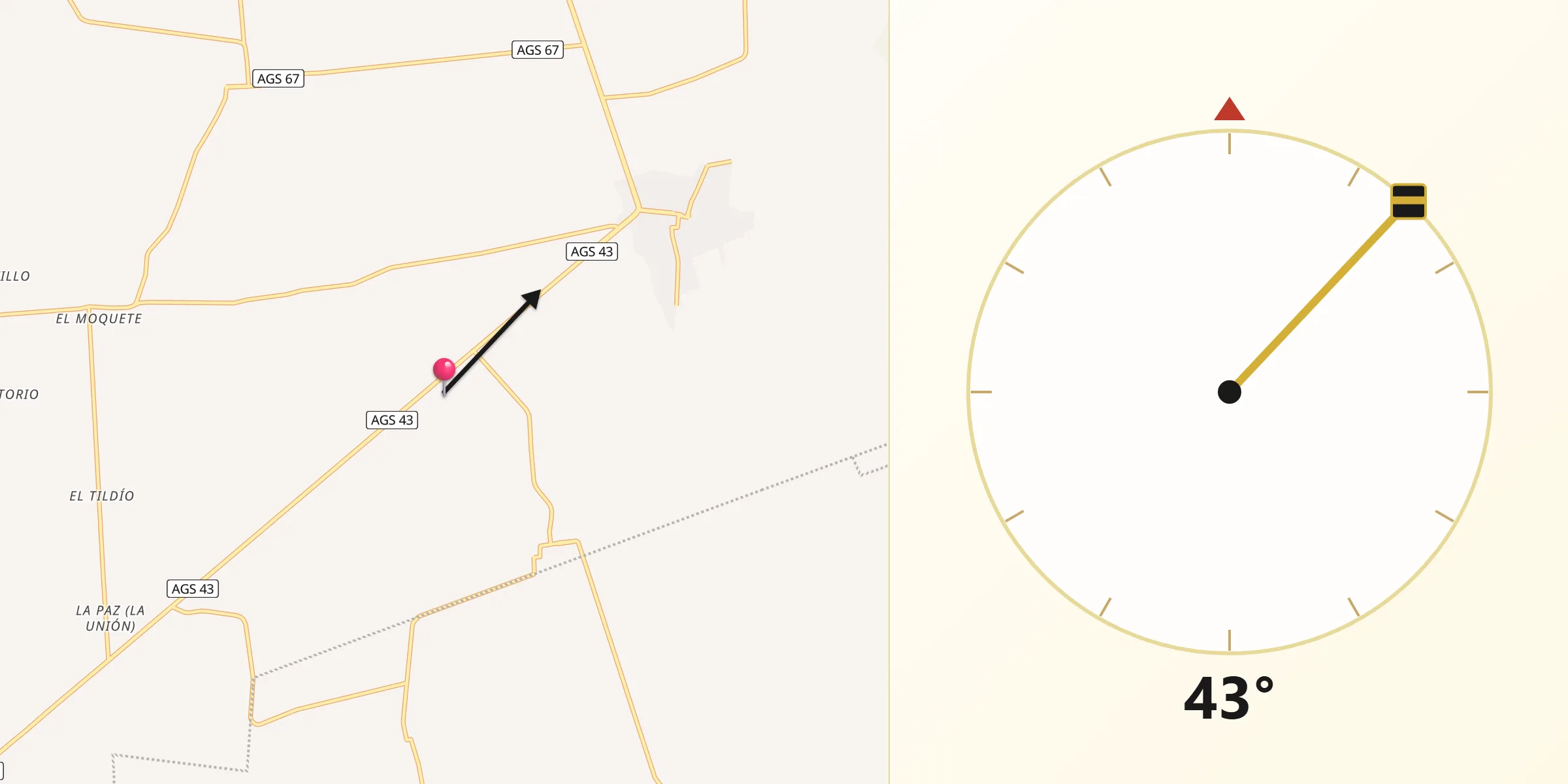 Dirección de la Qibla desde Los Conos