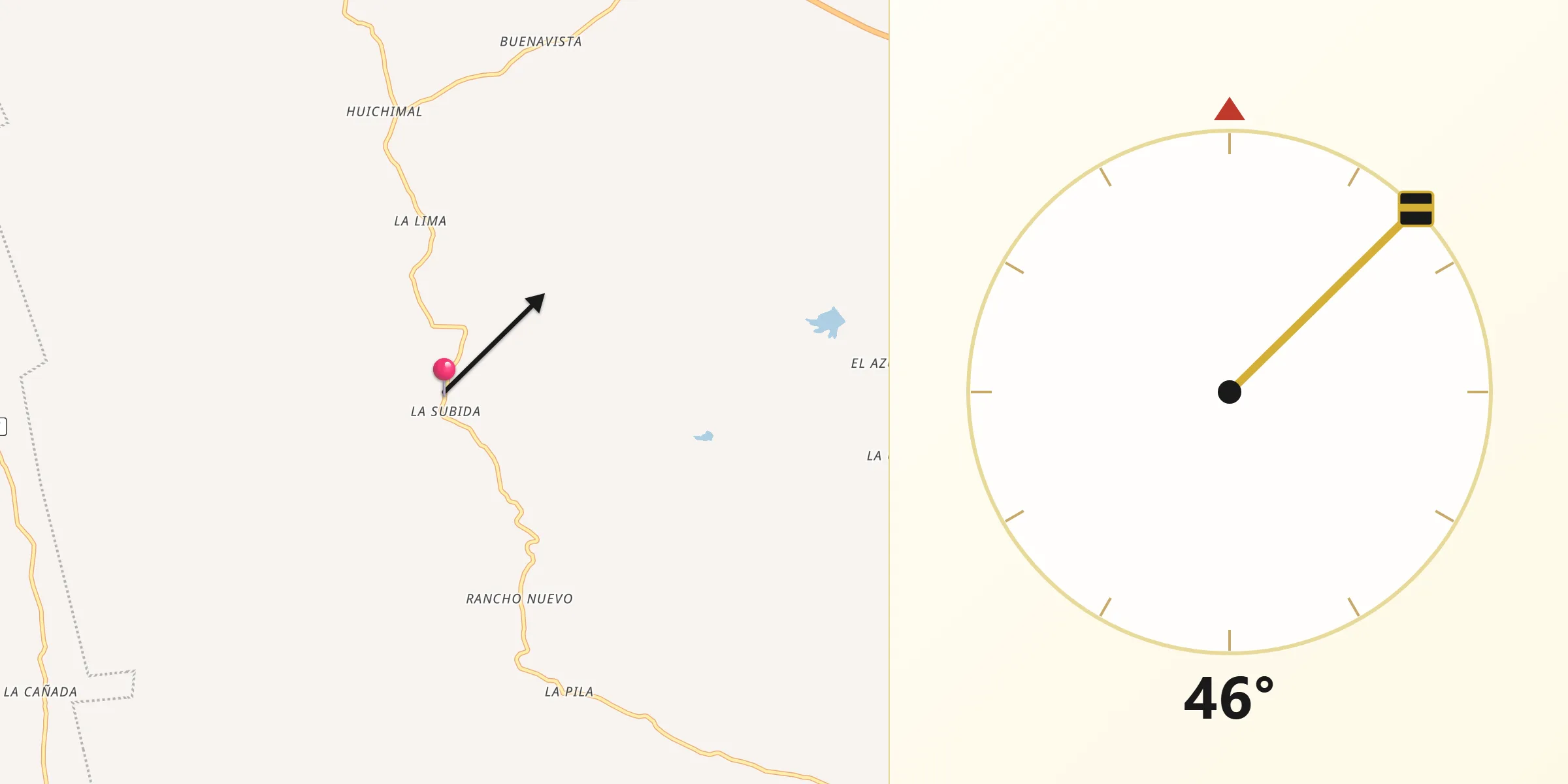 Dirección de la Qibla desde La Subida
