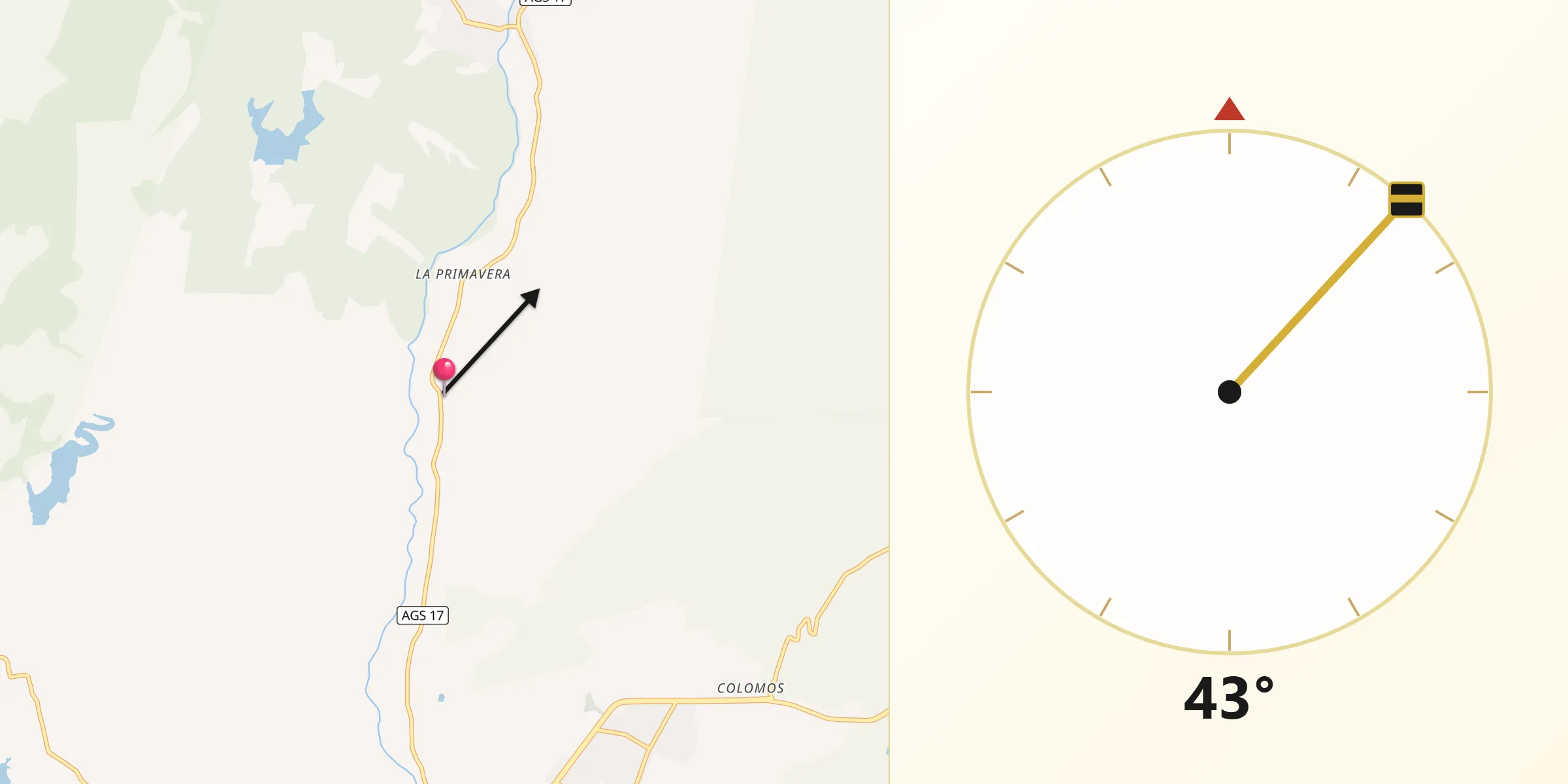 Dirección de la Qibla desde San Tadeo