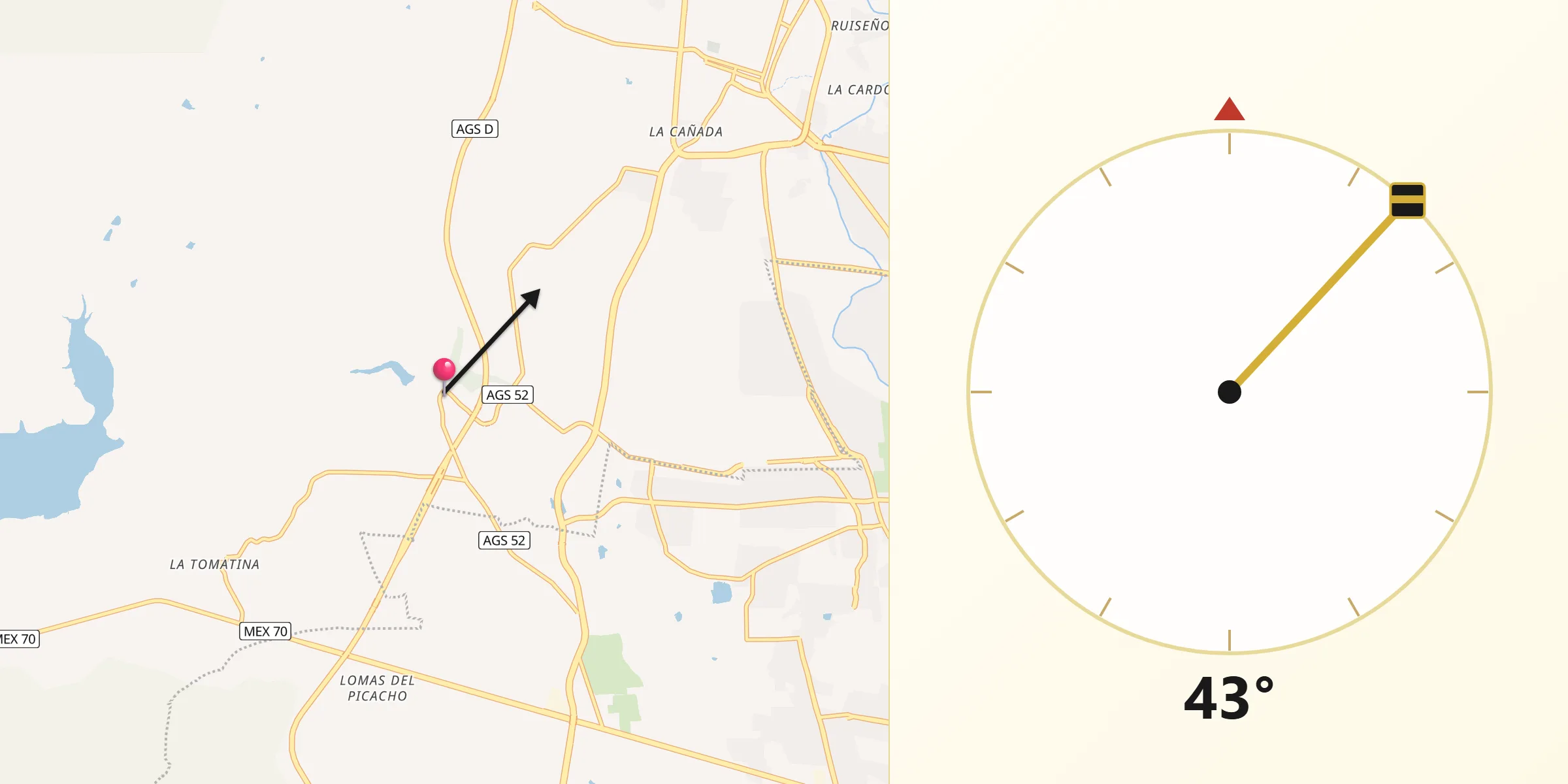 Dirección de la Qibla desde Los Arquitos