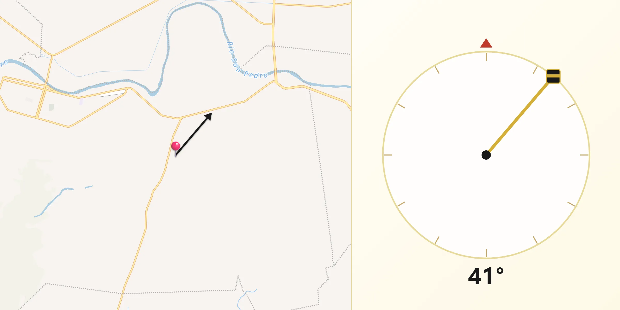 Dirección de la Qibla desde Cuamiles