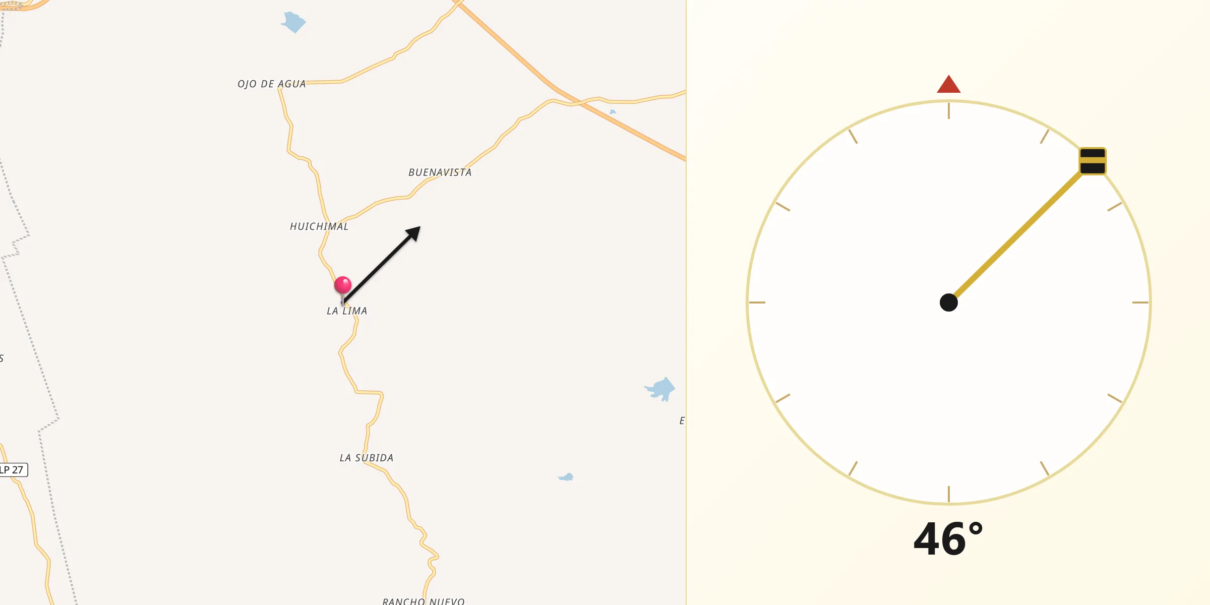 Dirección de la Qibla desde La Lima