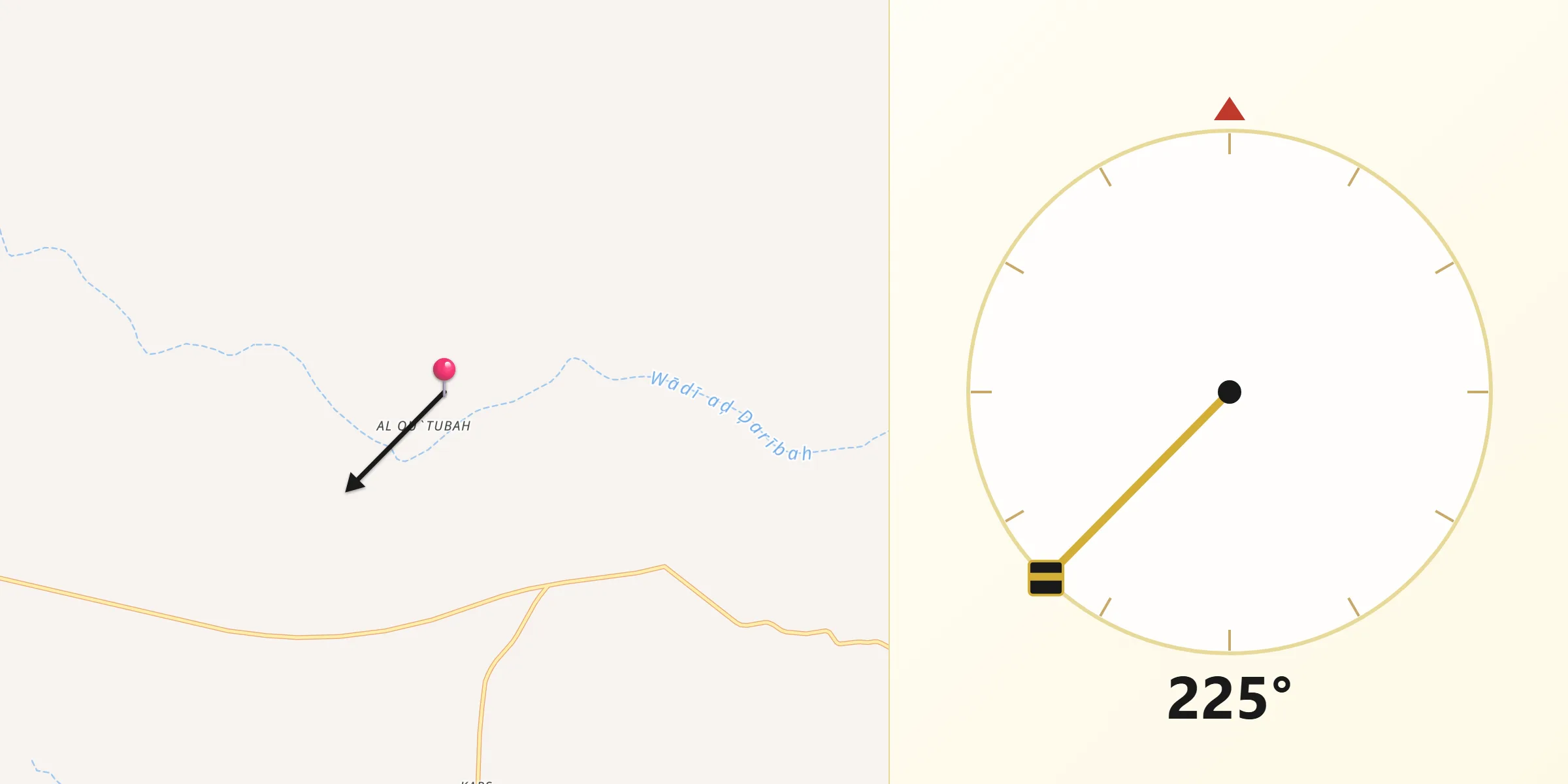 اتجاه القبلة من القعطبة