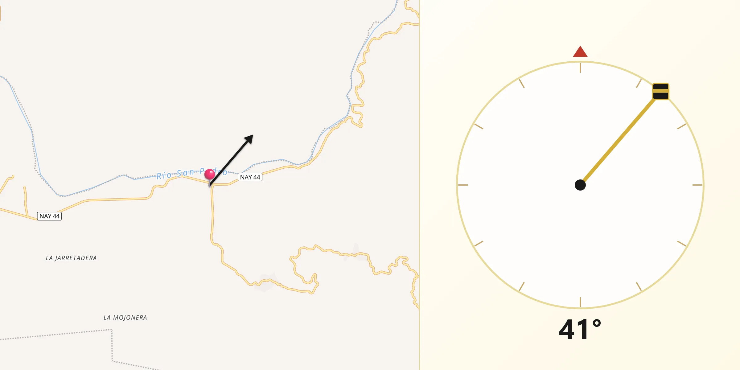 Dirección de la Qibla desde El Venado