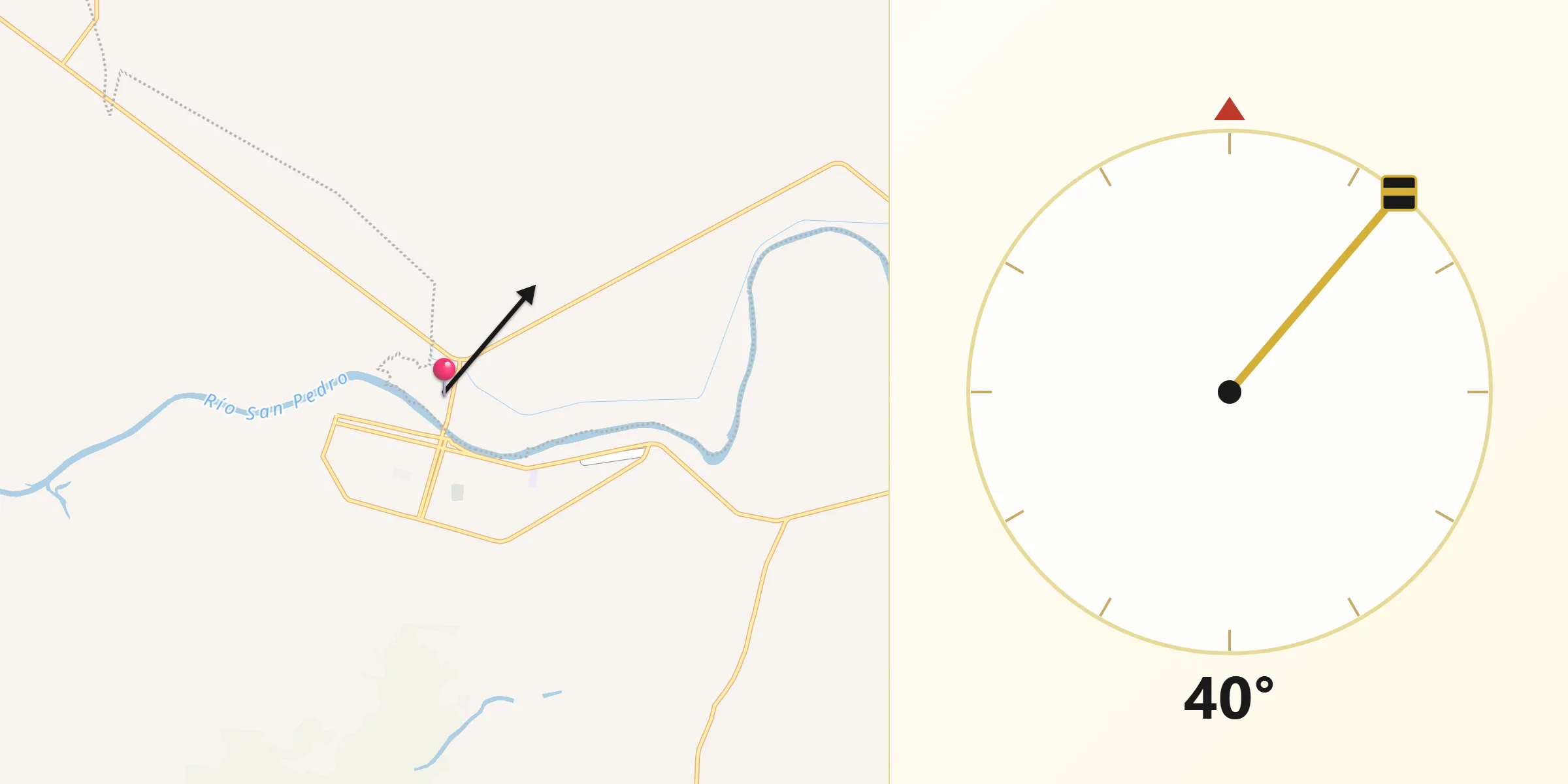 Dirección de la Qibla desde San Vicente
