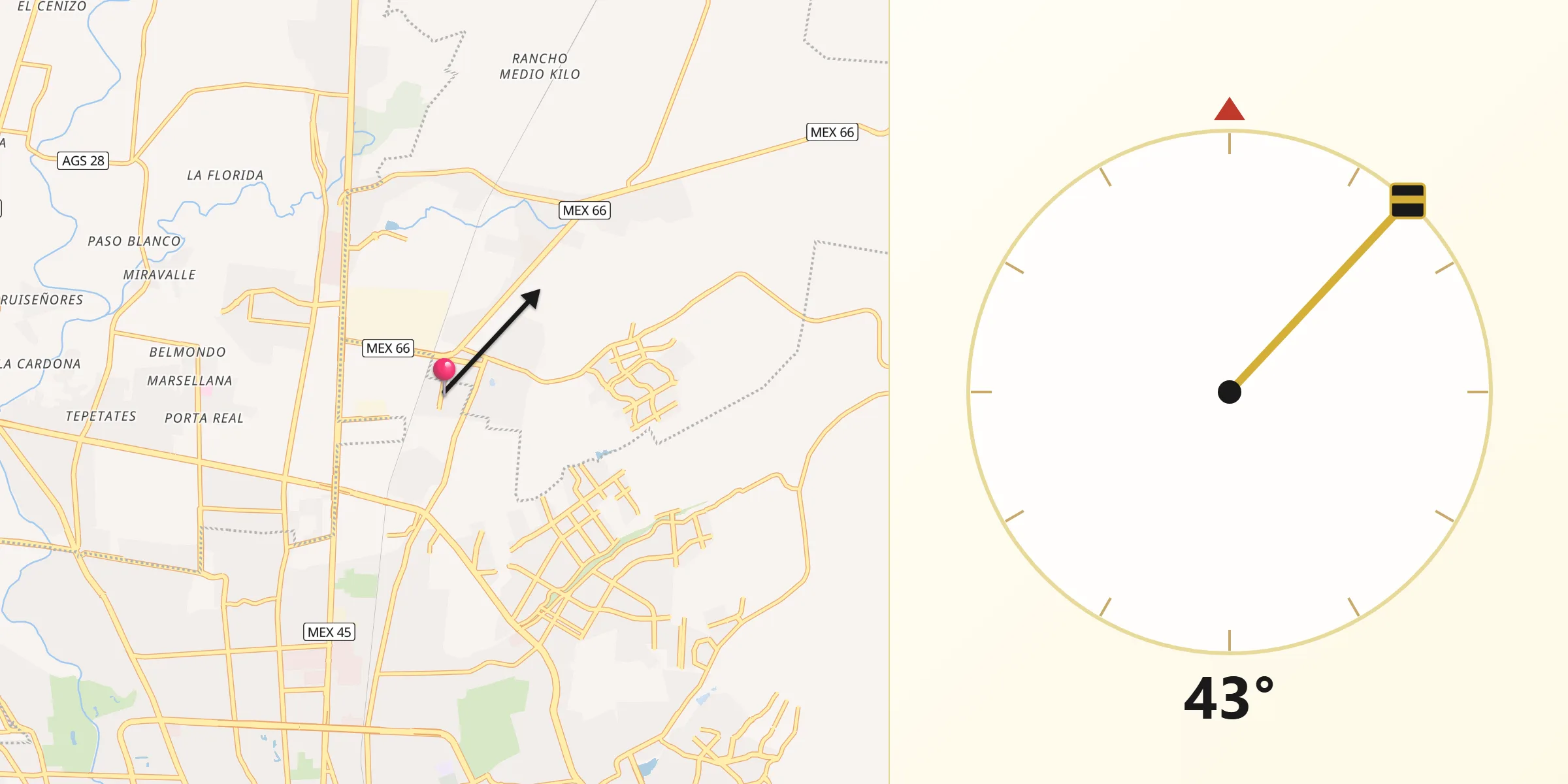 Dirección de la Qibla desde Cartagena [Fraccionamiento]