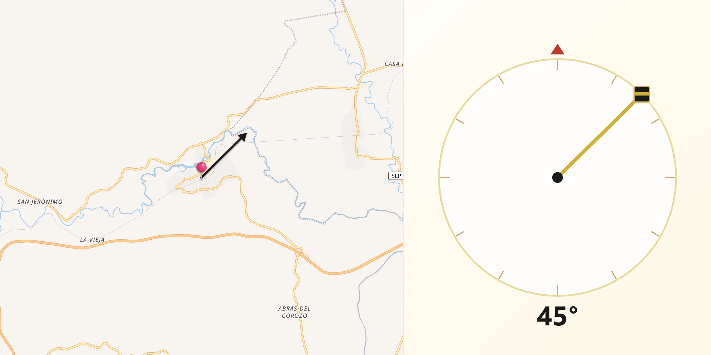 Dirección de la Qibla desde Tambaca